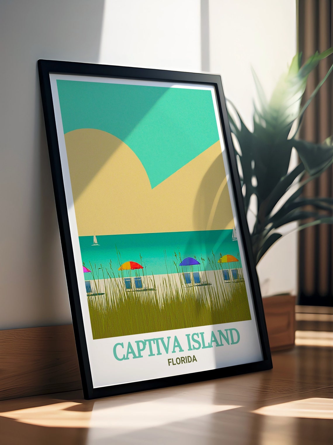 Captiva Island Florida Beach Umbrellas Minimalist Art Poster - Image 2