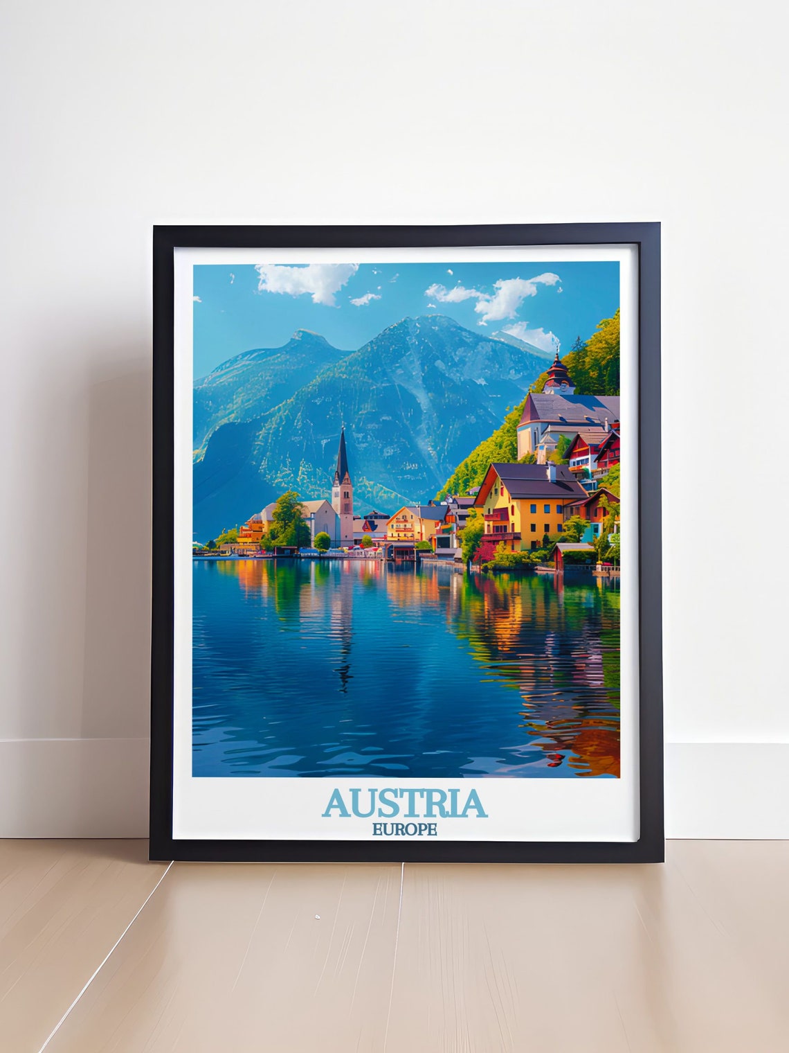 Hallstatt Austria Lakeside Village Reflections Mirror Lake Poster - Image 4