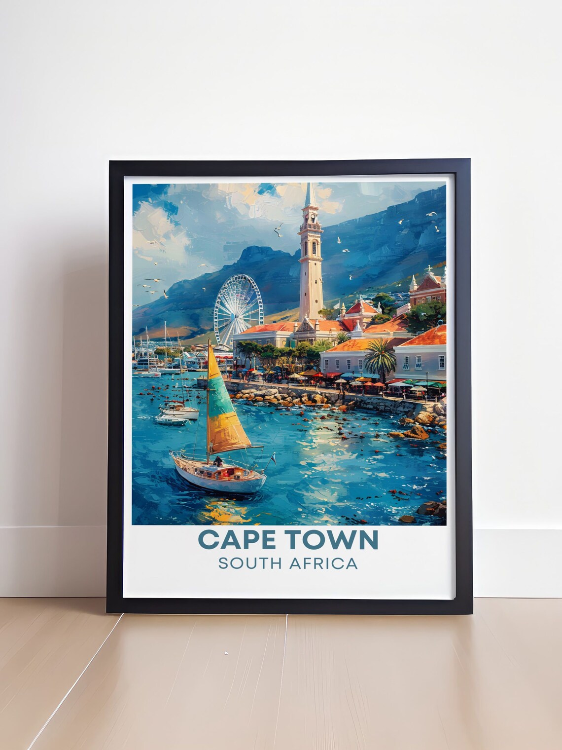 Cape Town South Africa Harbor Sailboat Waterfront Travel Poster - Image 4