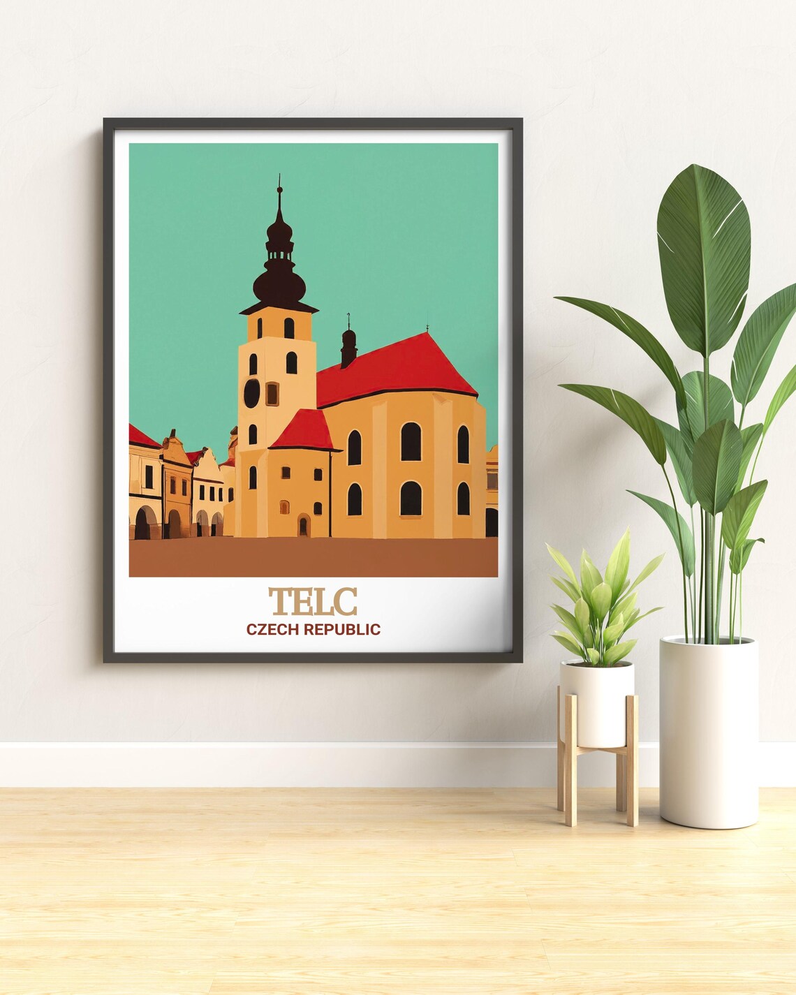 Telc St James Church Historic Czech Republic Old Town Travel Poster - Image 3