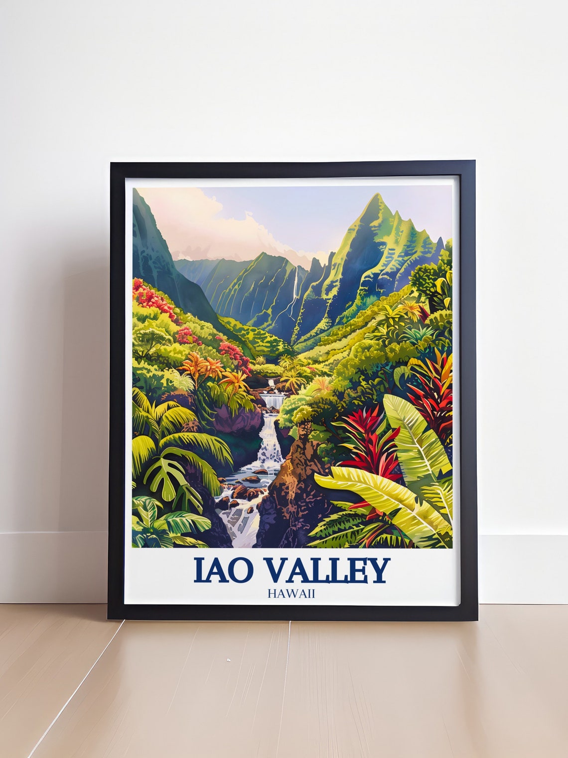 Iao Valley Hawaii Lush Tropical Waterfalls Rainforest Scene Poster - Image 4