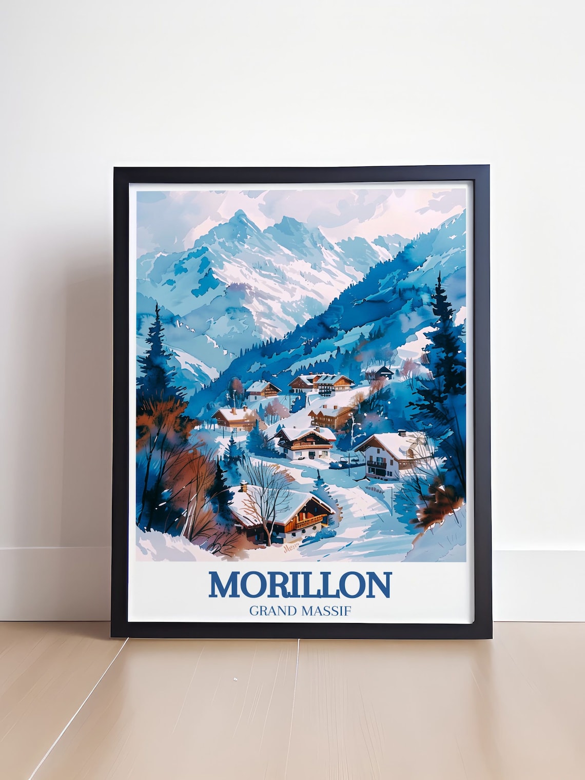 Morillon Grand Massif Snowy Chalet Village Winter France Poster - Image 4