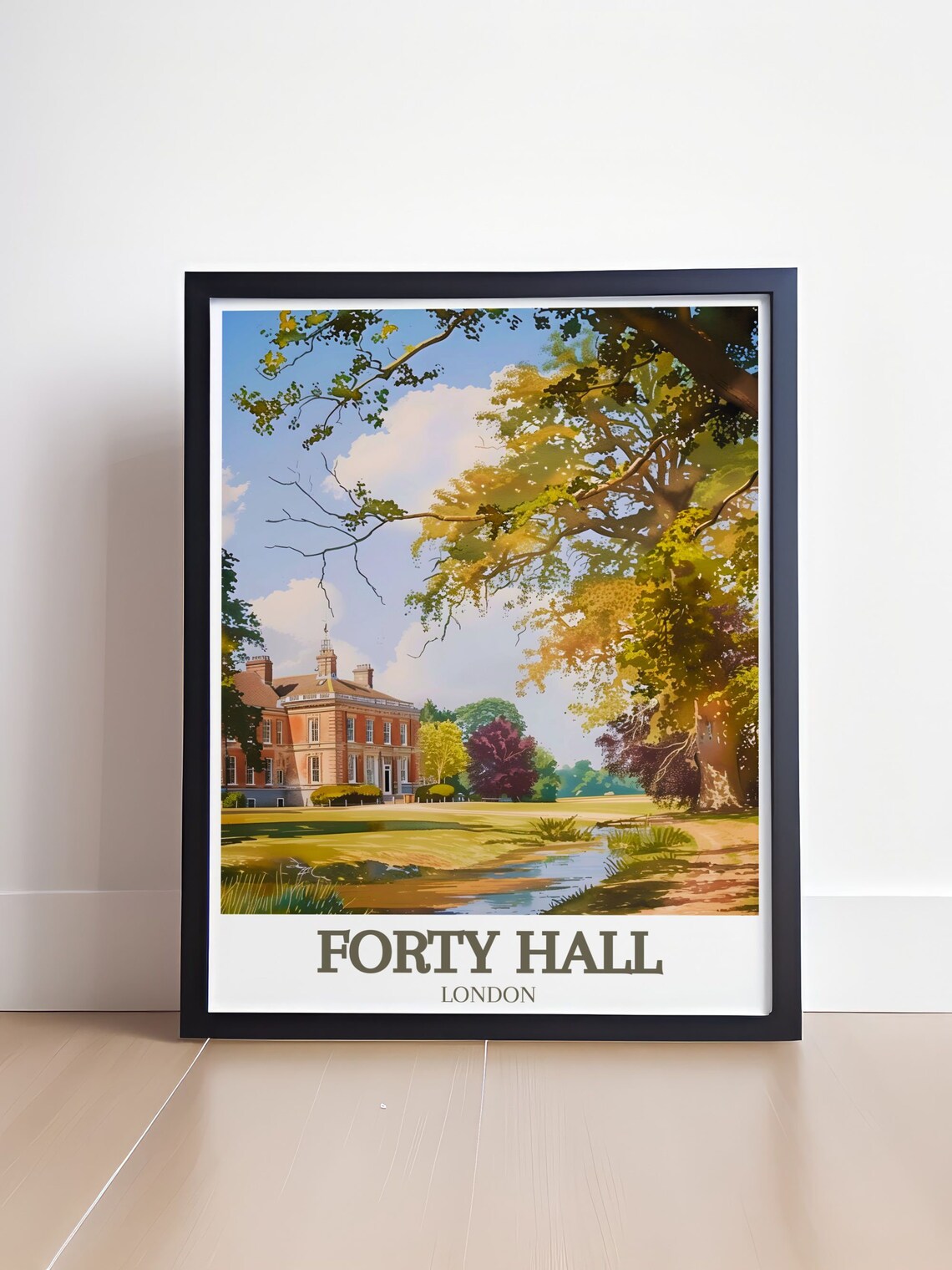 Forty Hall London Manor House Garden Watercolor Travel Poster - Image 4