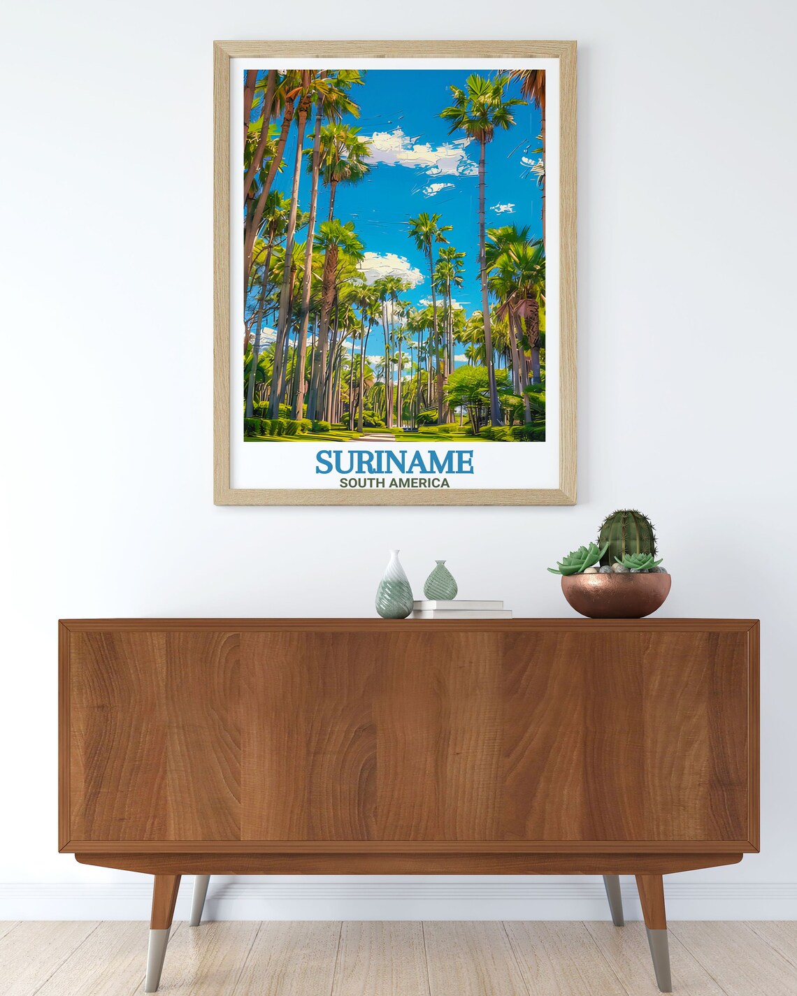 Suriname Palmentuin Palm Avenue South America Tropical Travel Poster - Image 3