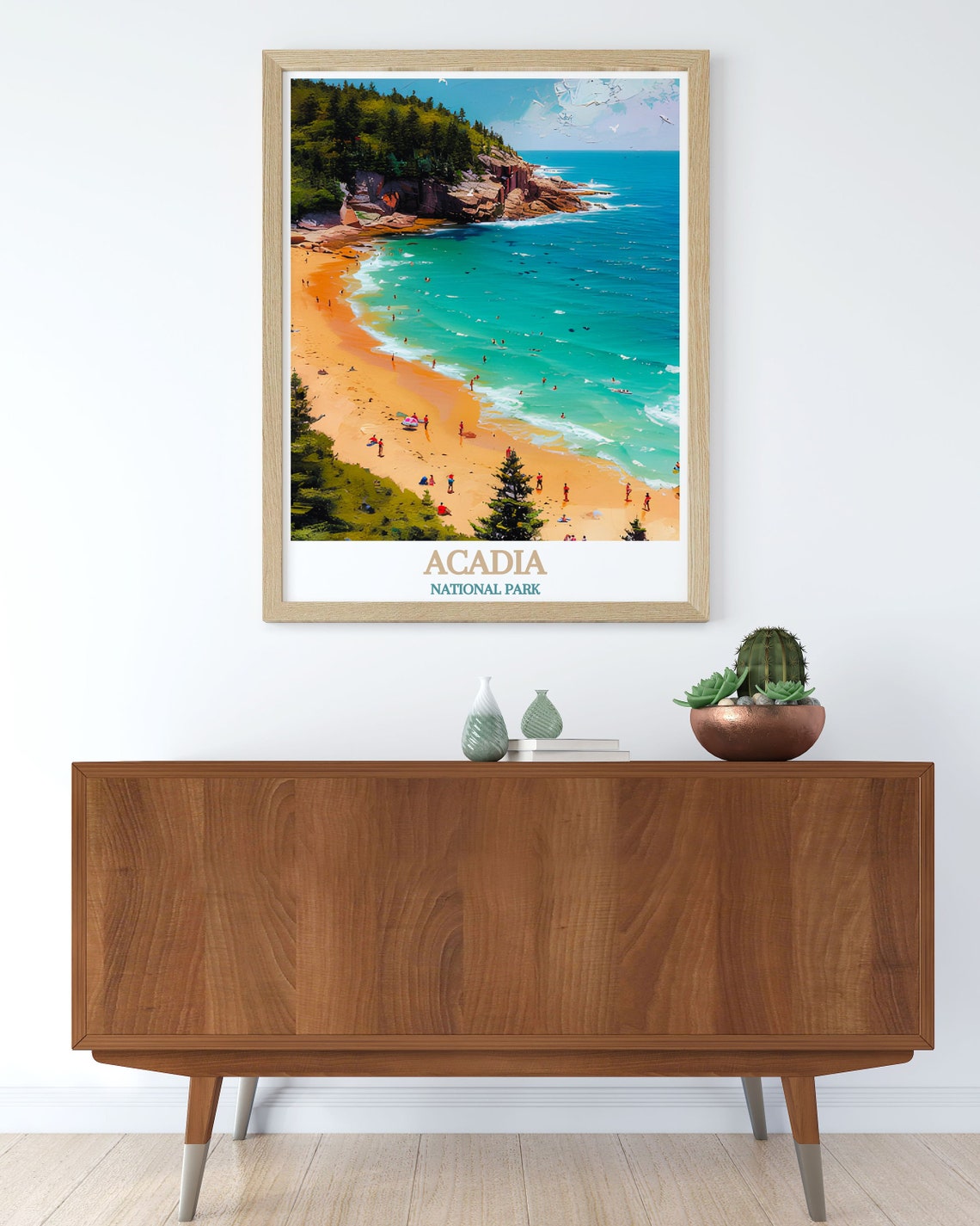 Acadia National Park Sand Beach Poster with Swimmers in Summer - Image 3