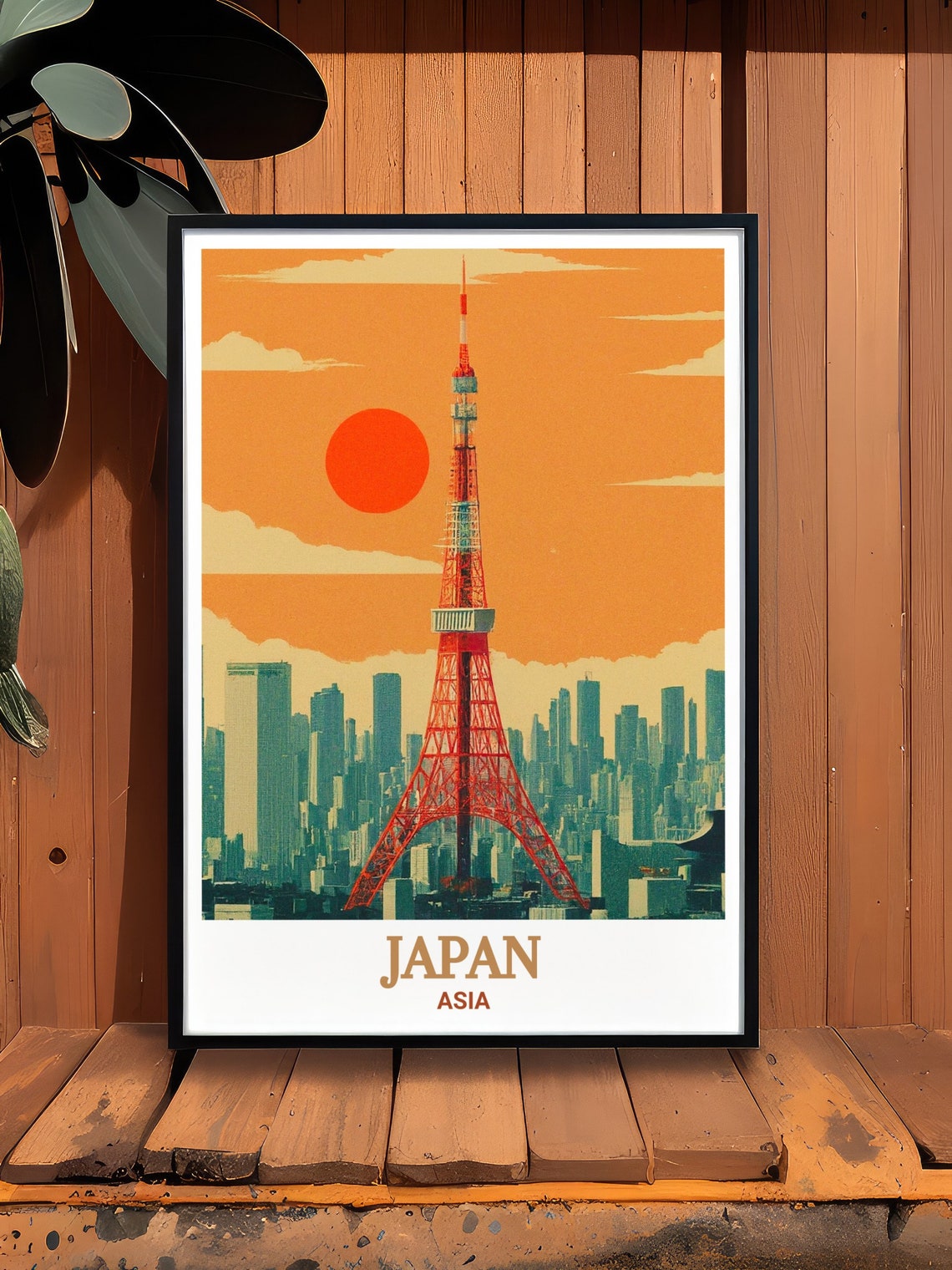 Japan Tokyo Tower Retro Sunset Cityscape Skyline Asia Travel Poster - Image 2