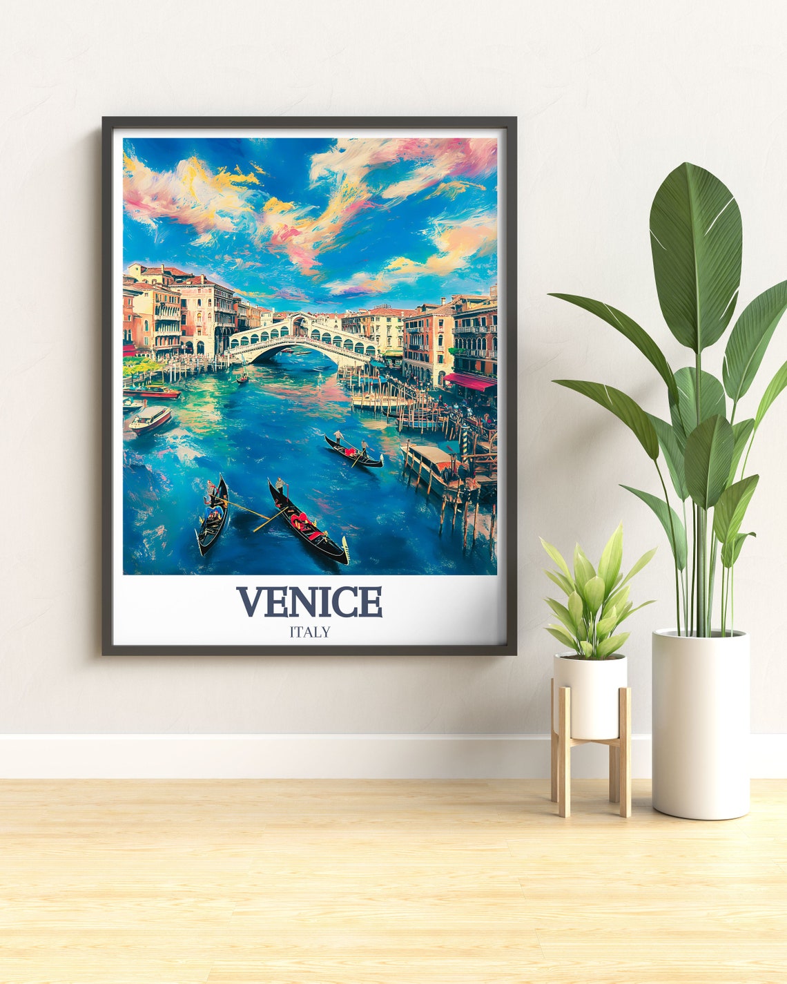Venice Travel Poster Rialto Bridge Grand Canal Travel Print Rialto Bridge And Grand Canal Art For Your Home - Image 2