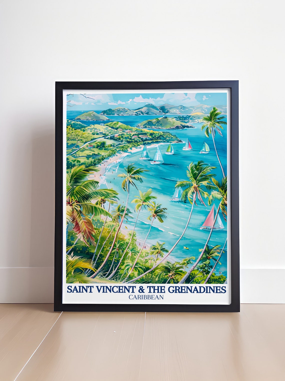 Saint Vincent Grenadines Palm Beach Panoramic Caribbean Poster - Image 4