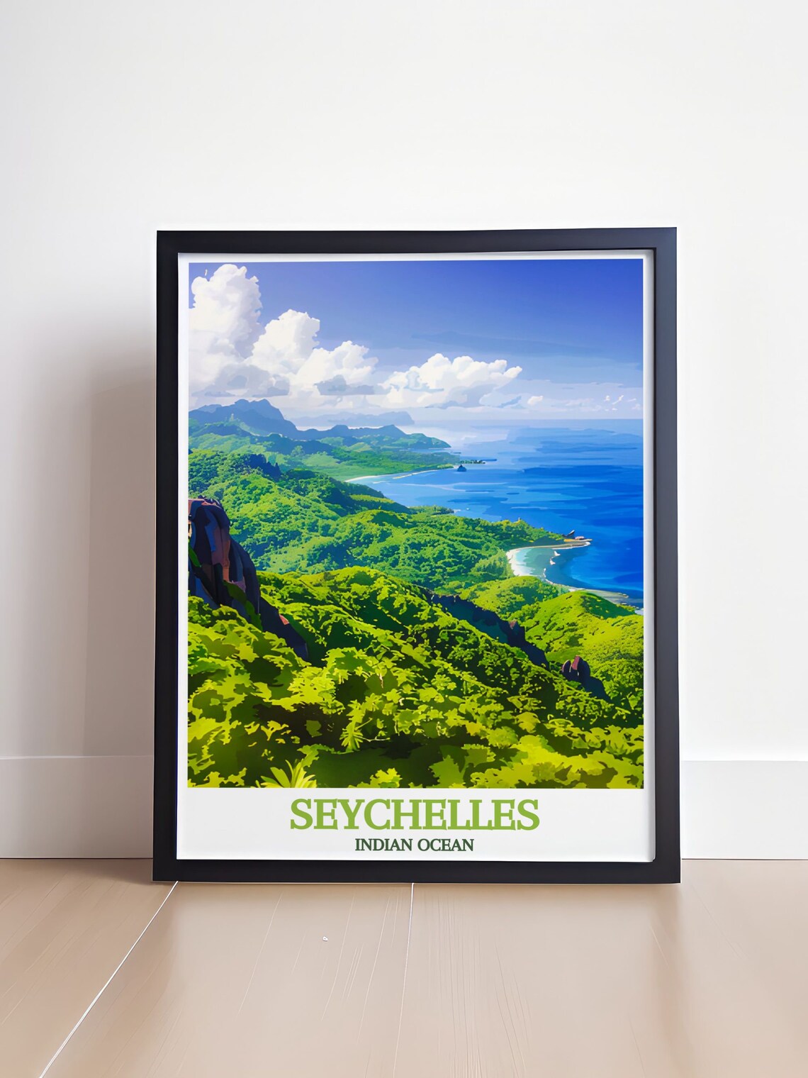Scenic Seychelles Indian Ocean Lush Island Mountains Travel Poster - Image 4