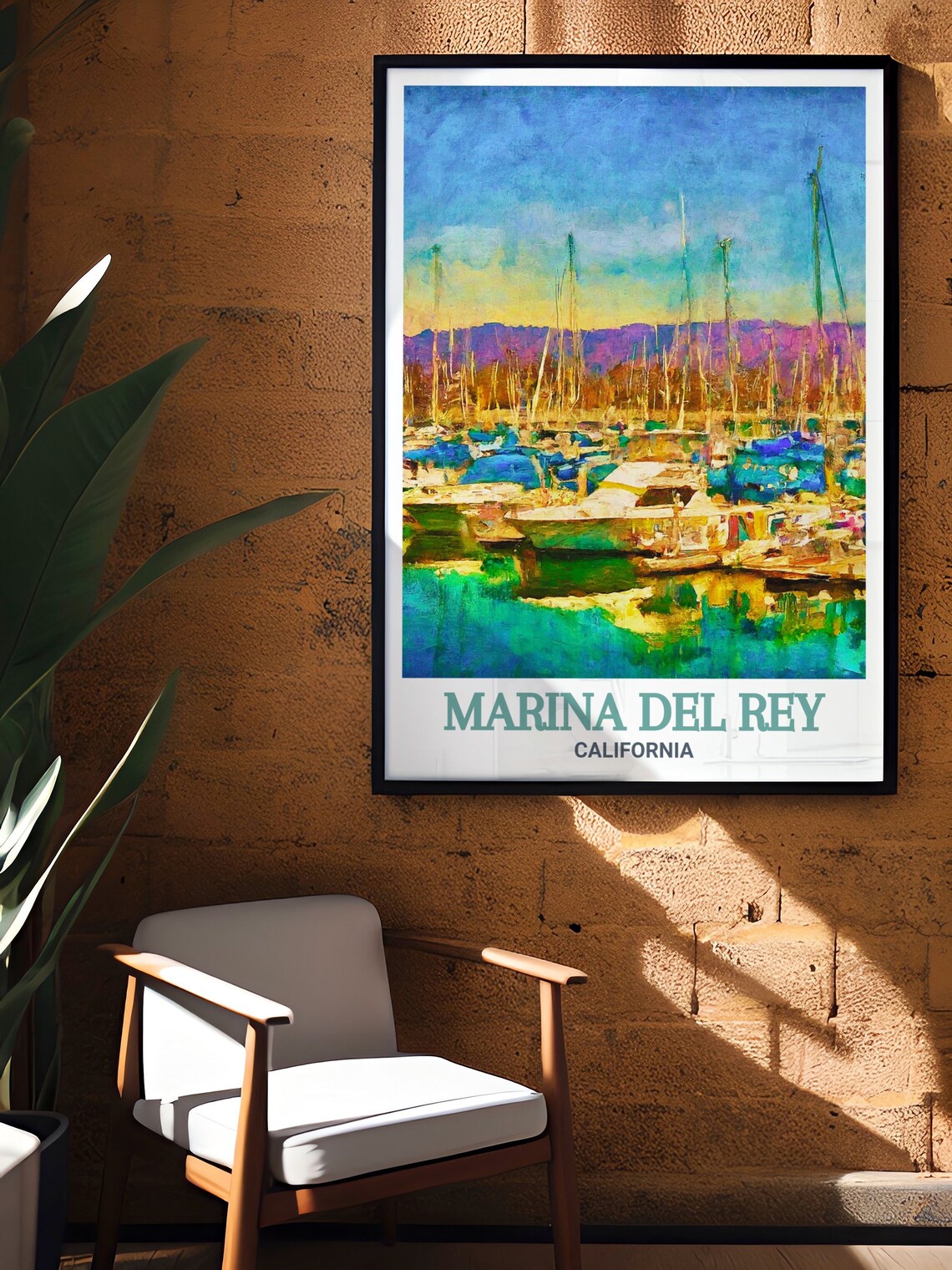 Marina Del Rey California Sailboat Harbor Golden Sunset Poster - Image 2