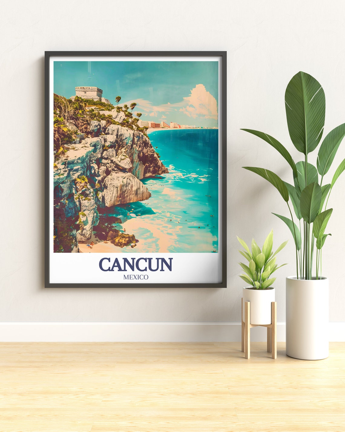 Tulum Mayan Ruins Cliff Top Caribbean Sea Mexico Travel Poster - Image 2