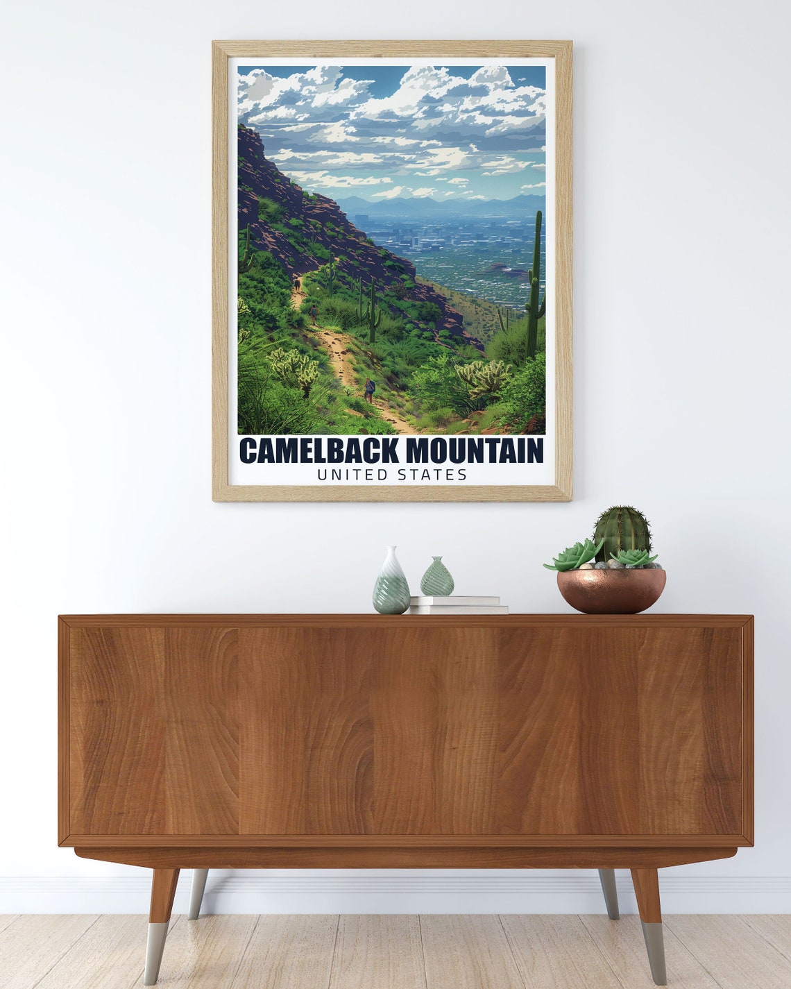 Camelback Mountain Cholla Trail Saguaros along the Hiking Path Poster - Image 2