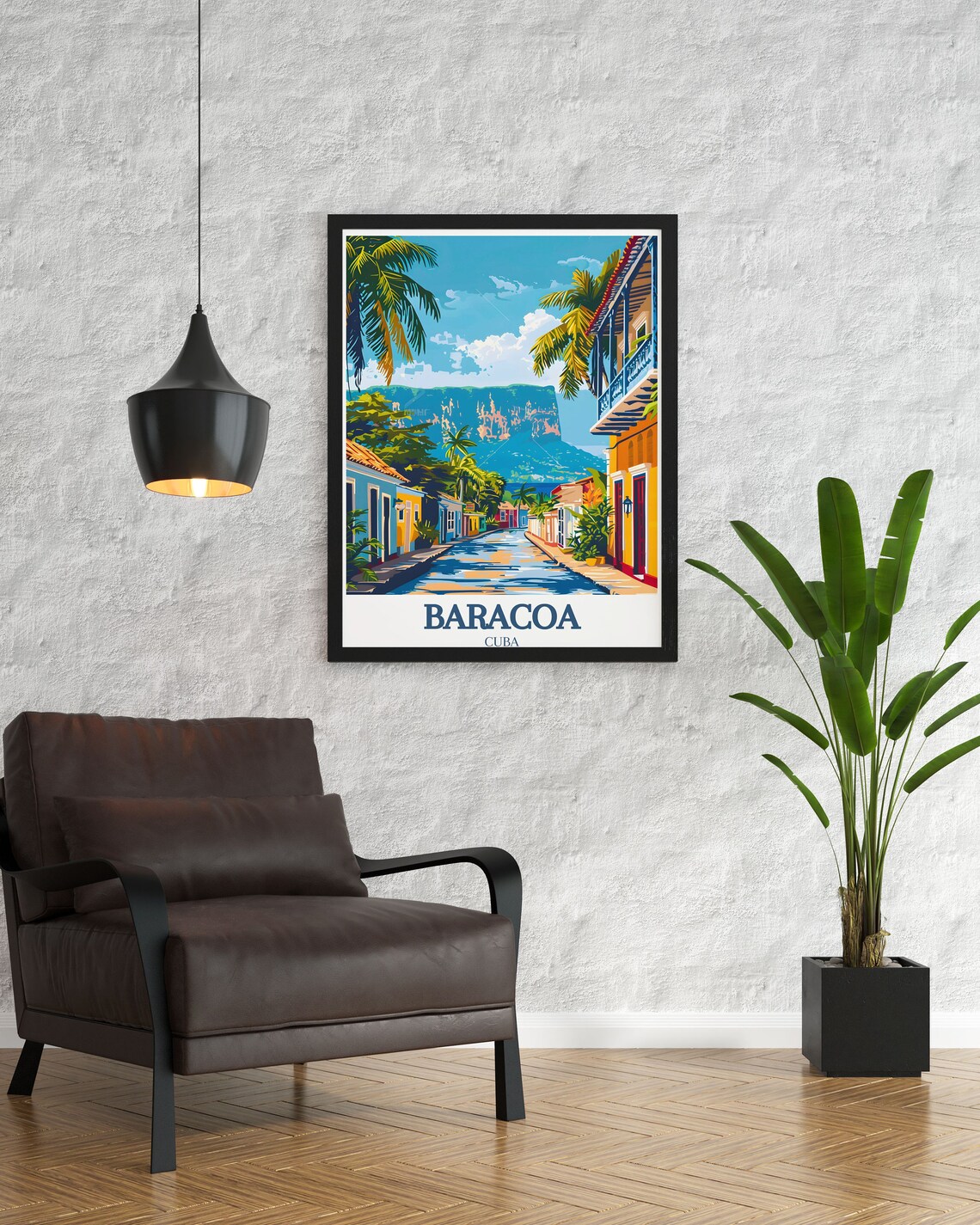 Baracoa Cuba Colonial Street Beneath El Yunque Mountain Poster - Image 3