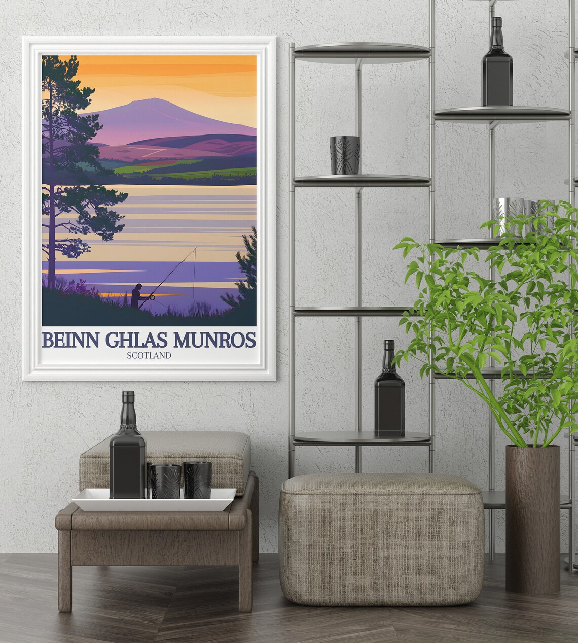 Beinn Ghlas Munros Loch Tay Fisherman Sunset Scotland Poster - Image 3