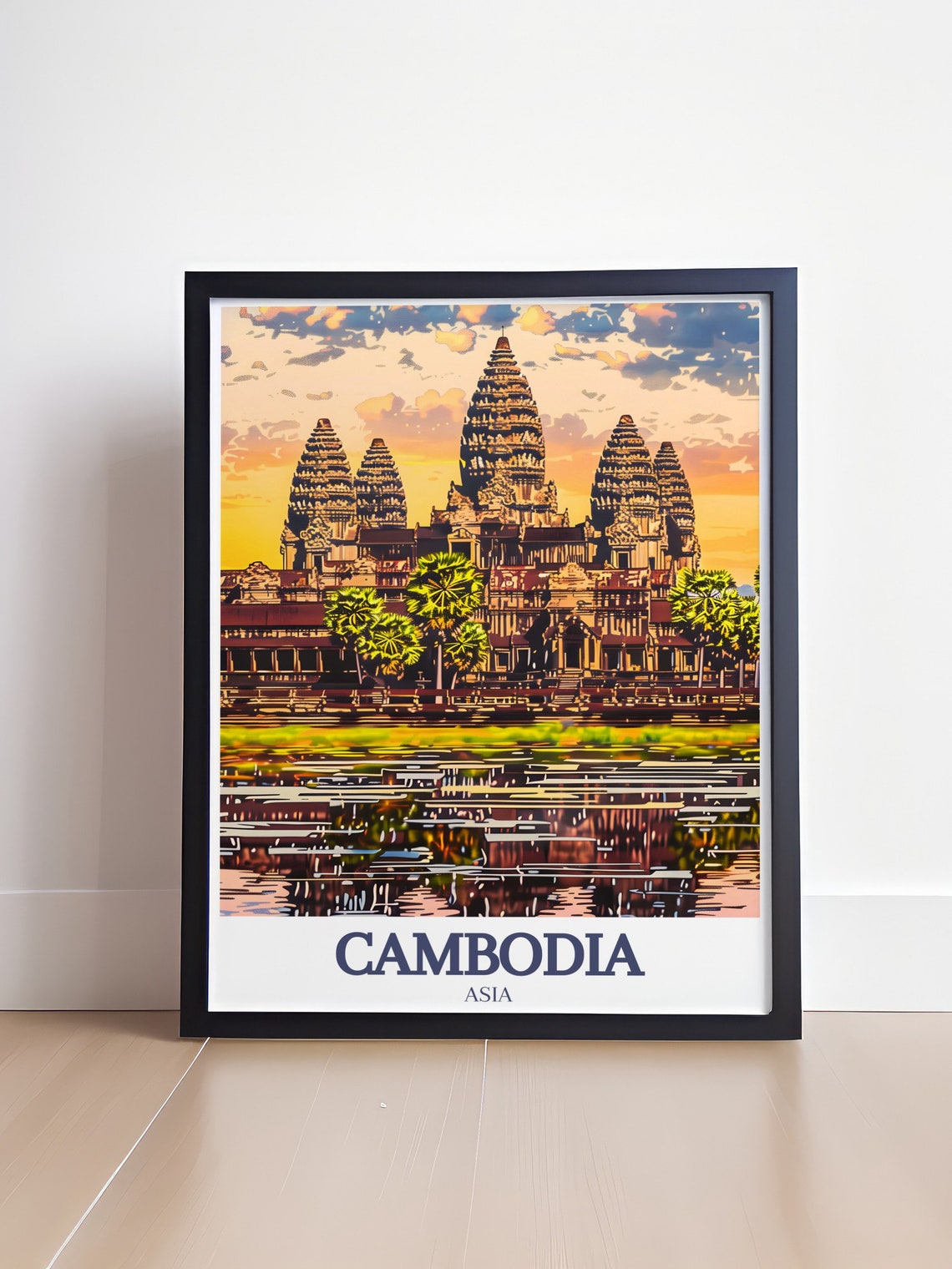 Angkor Wat Illustrated Temple Towers Cambodia Heritage Art Print - Image 4