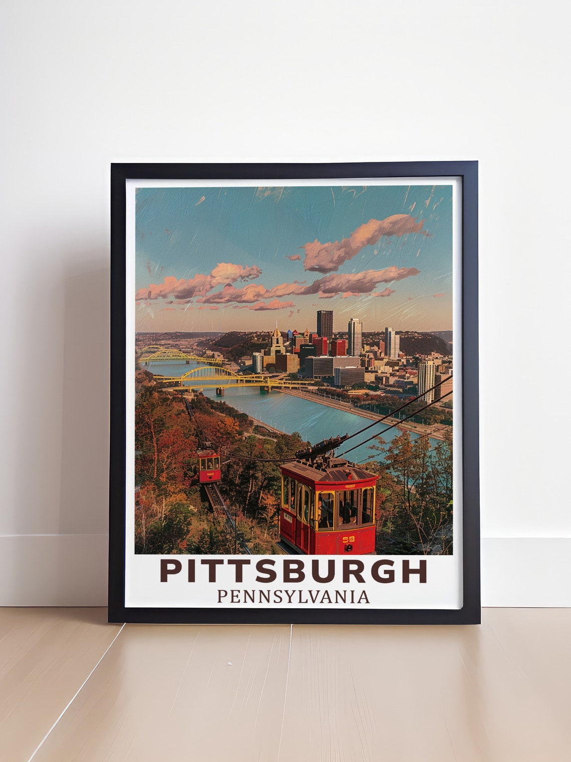 Pittsburgh Pennsylvania Duquesne Incline Cable Car Cityscape Poster - Image 4