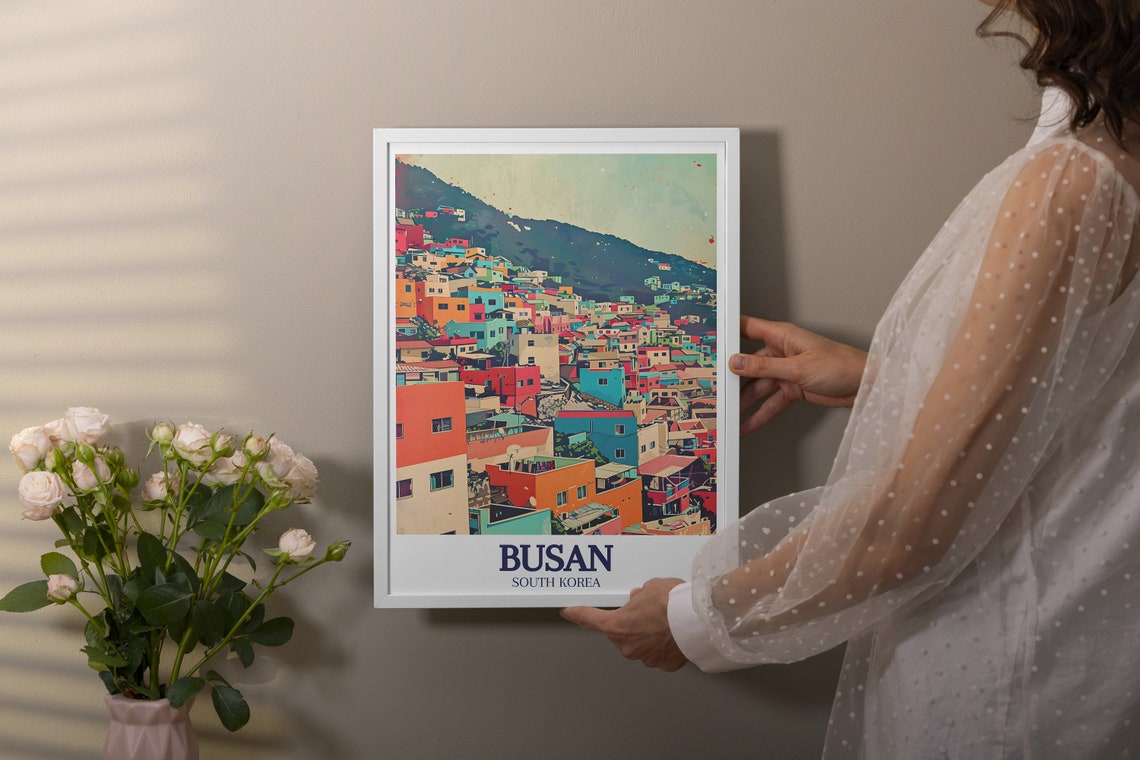 Busan Wall Art Gamcheondong Art And Travel Posters Busan Posters Busan Art Gamcheon Culture Village Gamcheondong Travel Print - Image 2