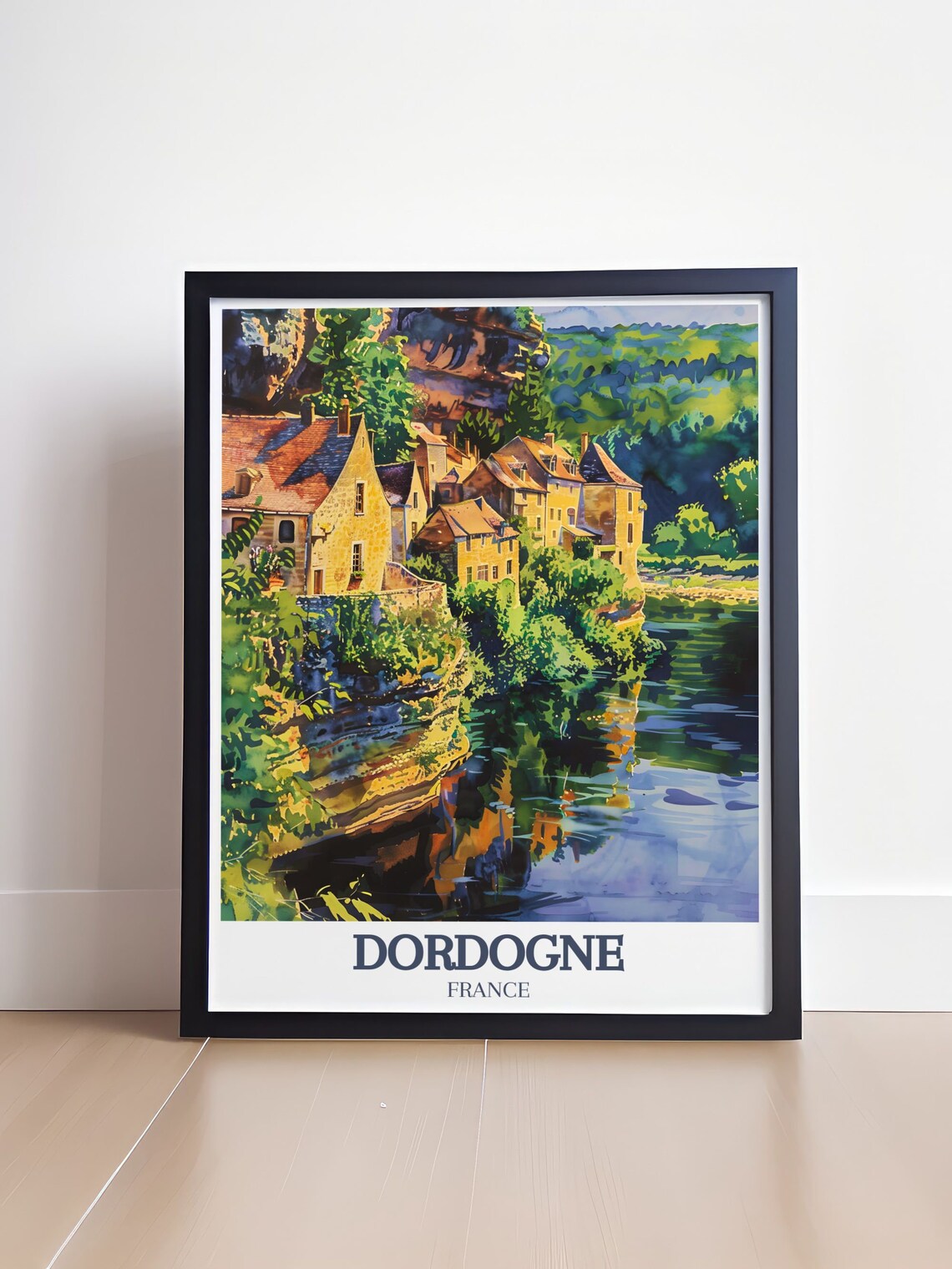 Dordogne France La Roque-Gageac Cliff Village River Travel Poster - Image 4