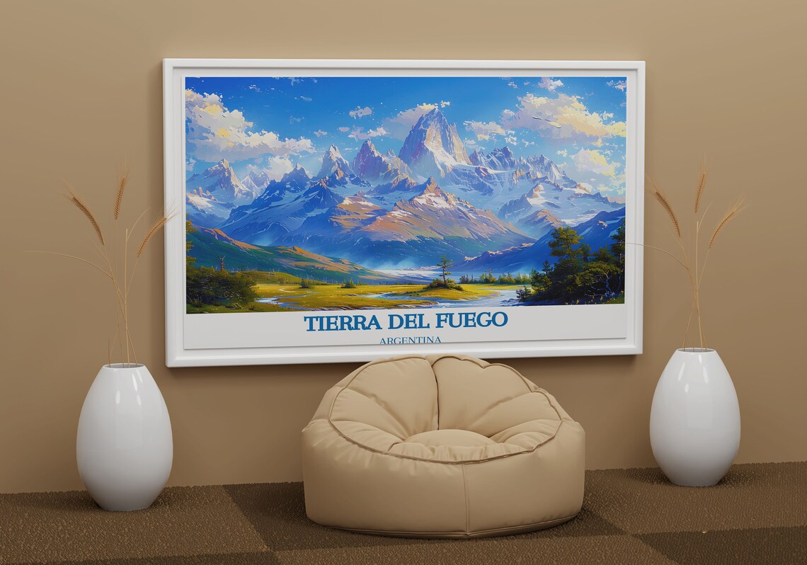 Tierra del Fuego Argentina Snowy Peaks Over Valley Lake Poster - Image 4
