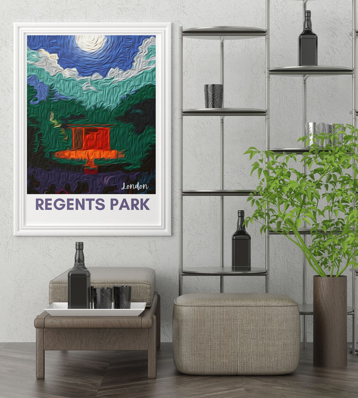 Regents Park London Van Gogh Style Starry Night Oil Painting Poster - Image 4