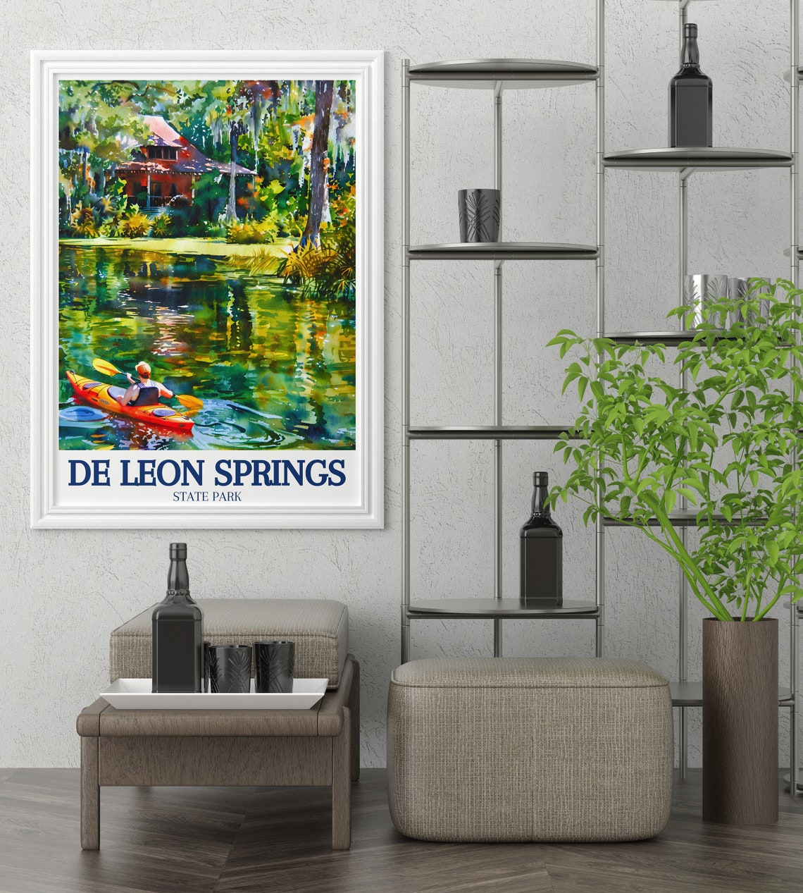 De Leon Springs Kayaking Poster Florida State Park Watercolor - Image 2