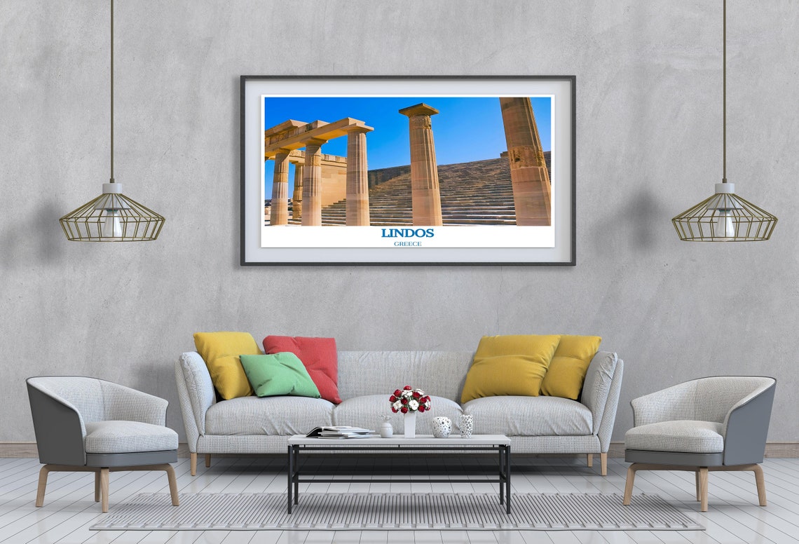Lindos Acropolis Ancient Greek Columns Ruins Greece Photo Poster - Image 4