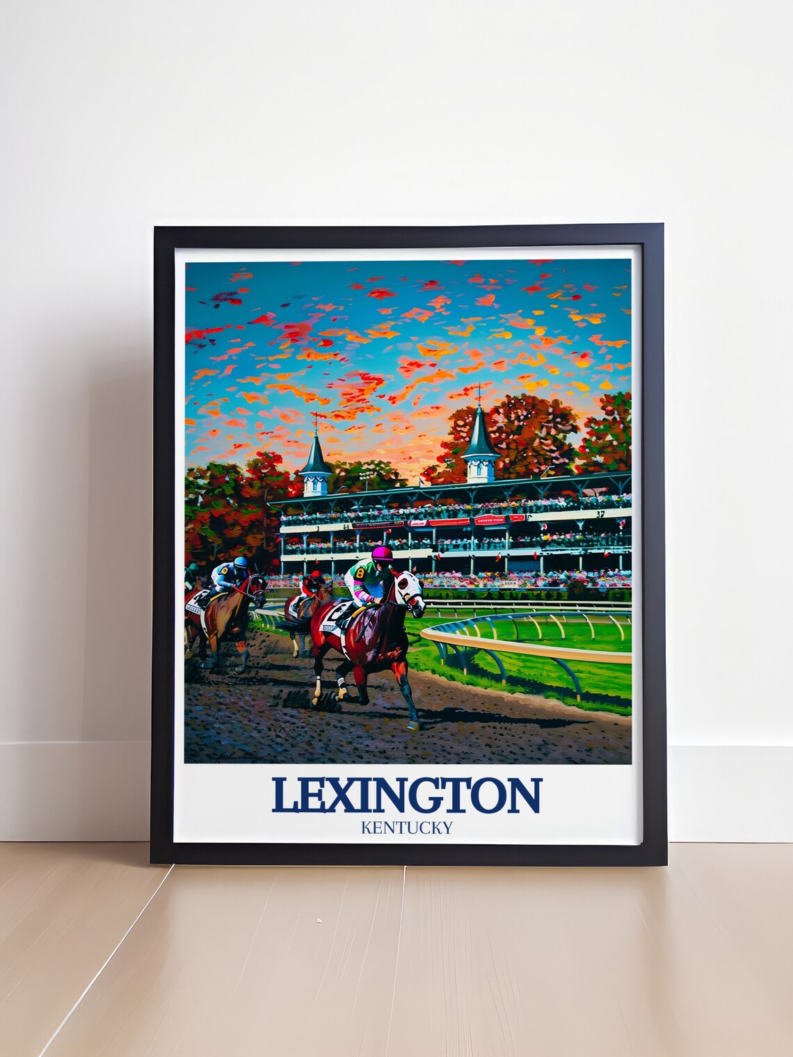 Lexington Kentucky Keeneland Horse Racing Track Sunset Sports Poster - Image 4