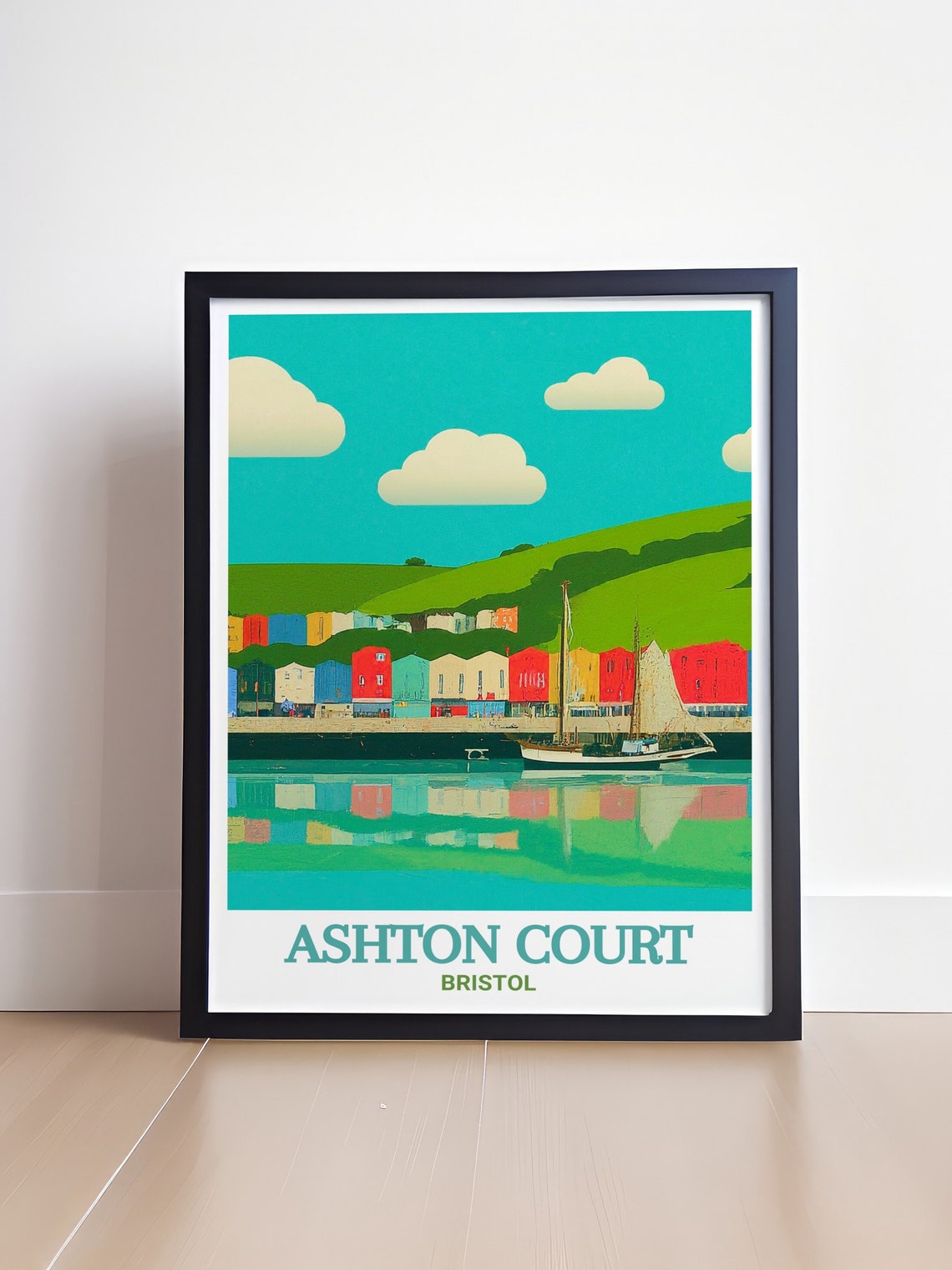 Ashton Court Bristol Colourful Harbour Sailing Boats Scene Poster - Image 4