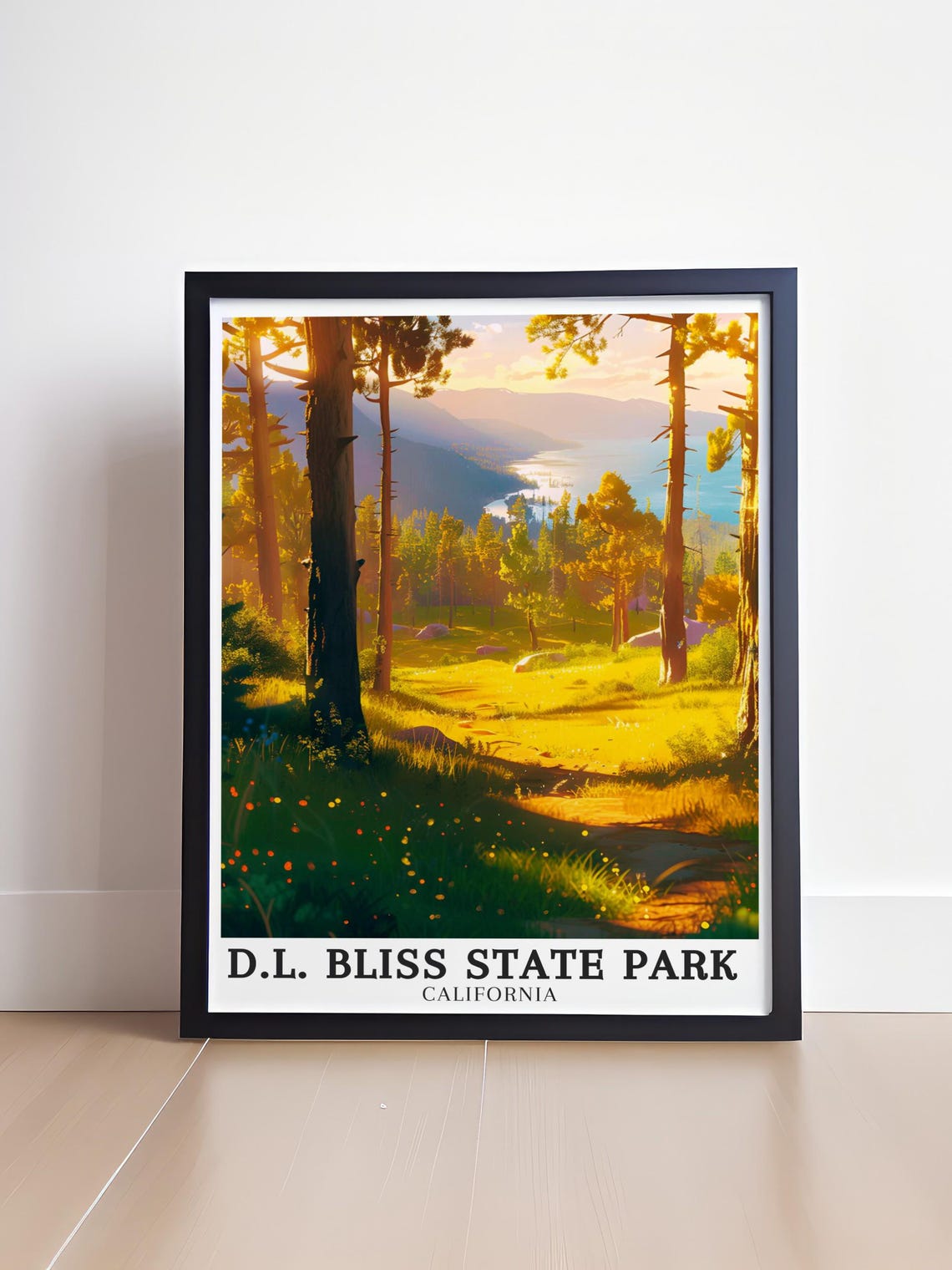 D.L. Bliss State Park Golden Sunlit Pine Forest Lake Tahoe Poster - Image 2