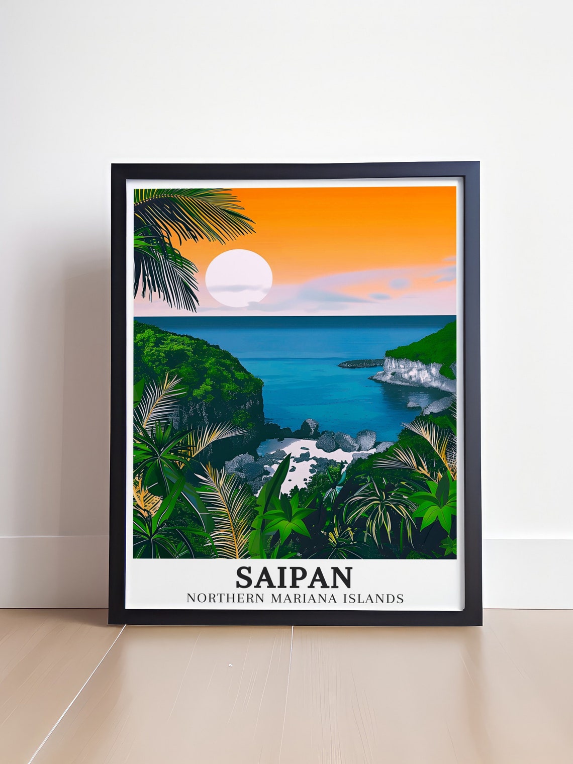Saipan Sunset Bay Lush Green Cliffs Northern Mariana Island Poster - Image 4