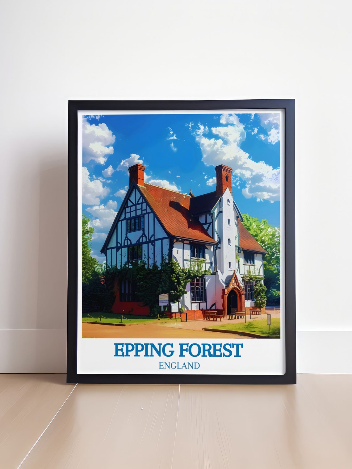 Epping Forest England Historic Half Timbered Lodge House Poster - Image 4