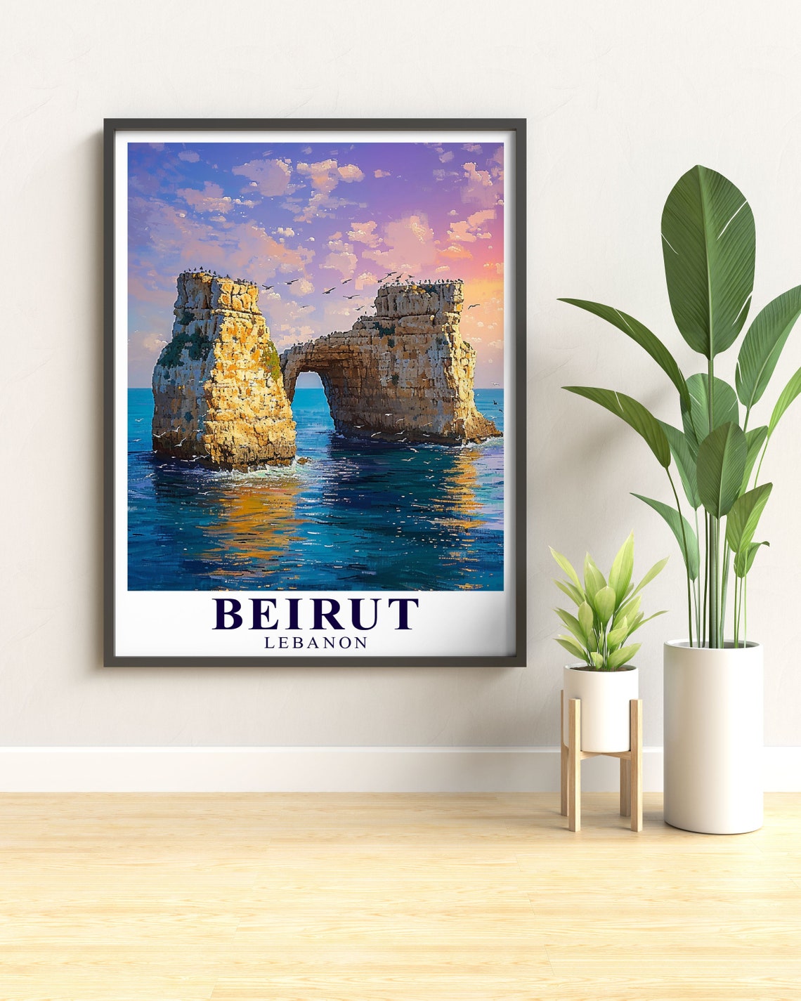 Beirut Lebanon Pigeon Rocks Sea Arches Sunset Mediterranean Poster - Image 2