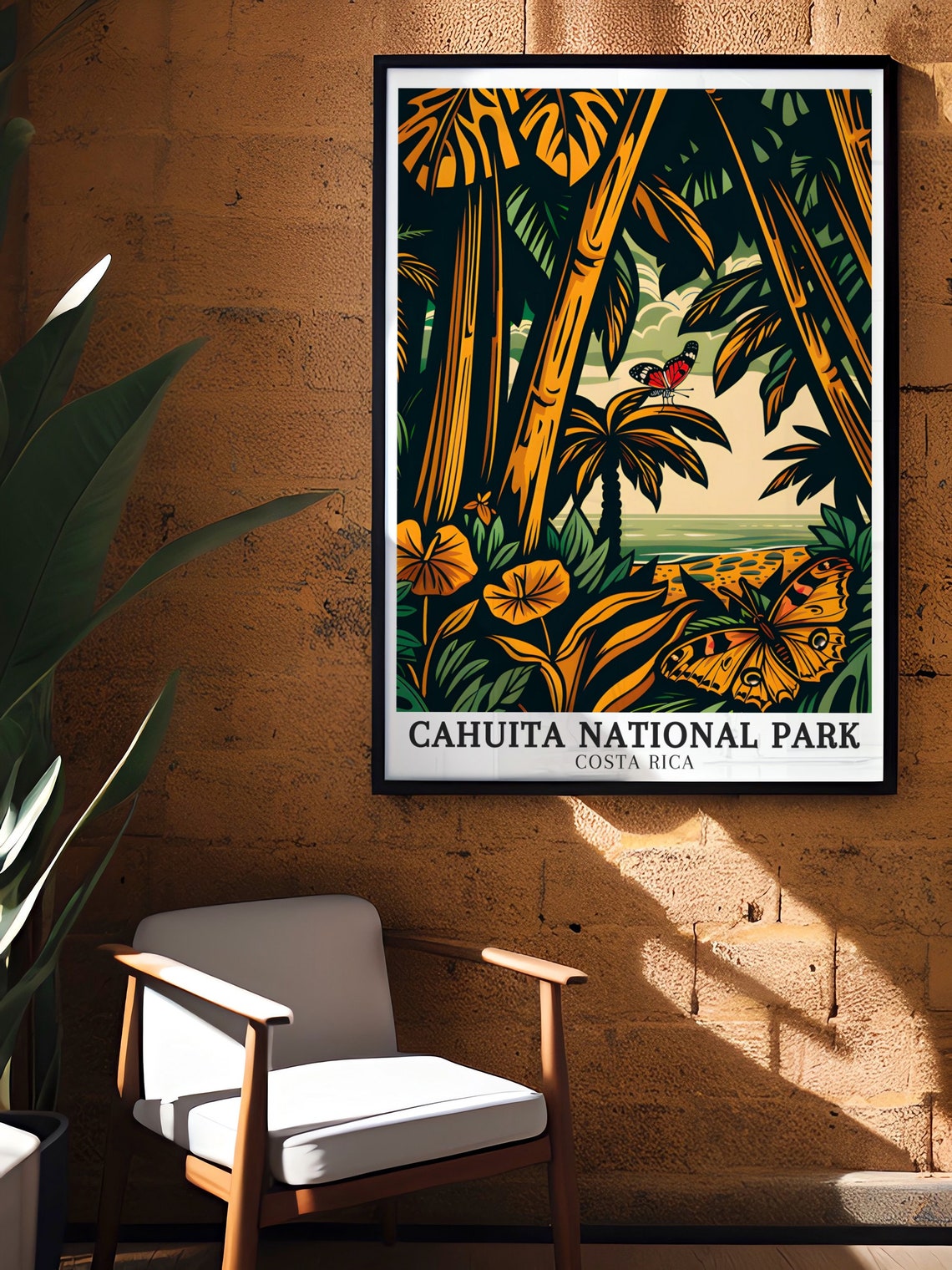 Cahuita National Park Butterfly Jungle Retro Costa Rica Poster - Image 2