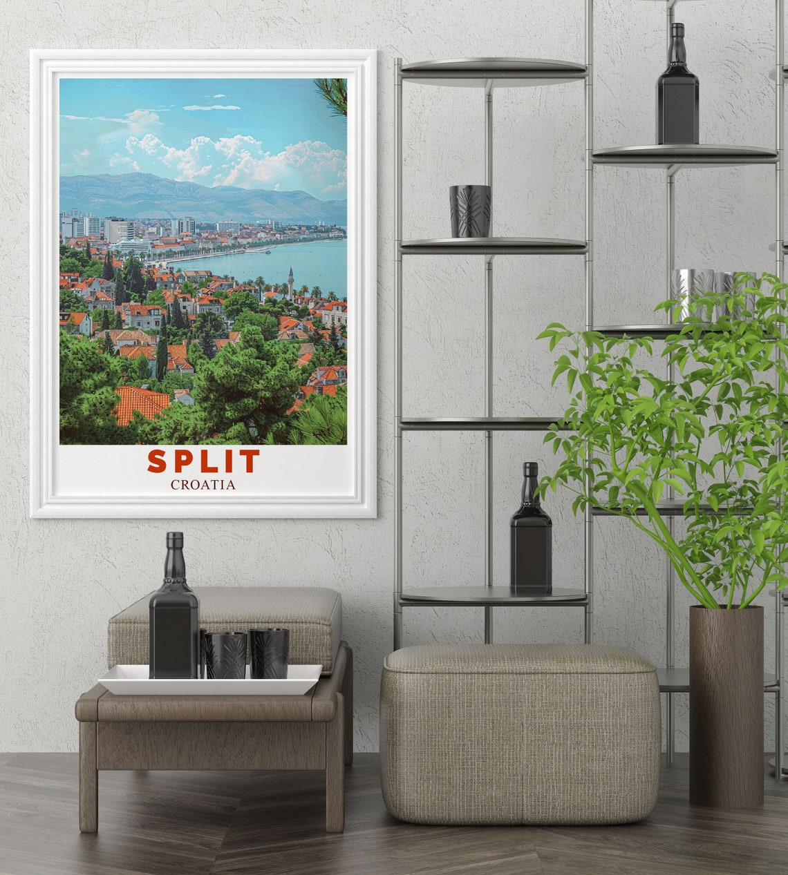 Split Croatia Panoramic Red Rooftops Bay Marjan Hill View Poster - Image 2