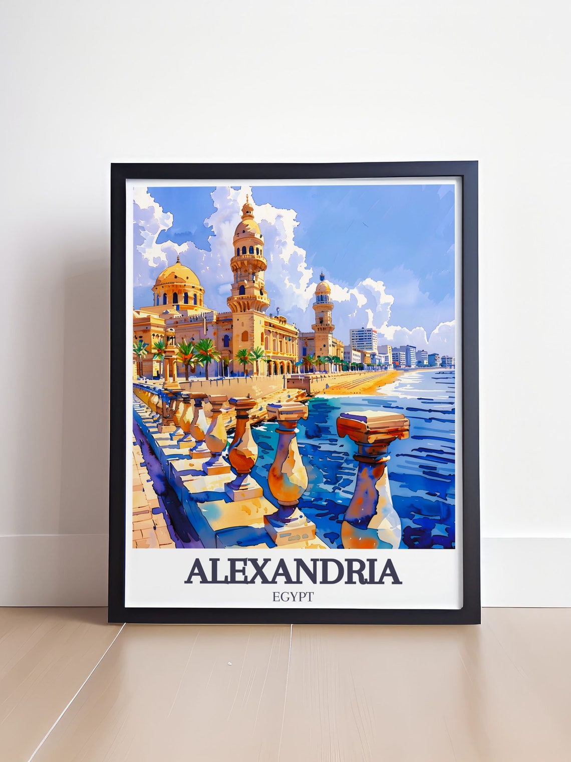 Alexandria Egypt Stanley Beach Corniche Seafront Travel Poster - Image 4