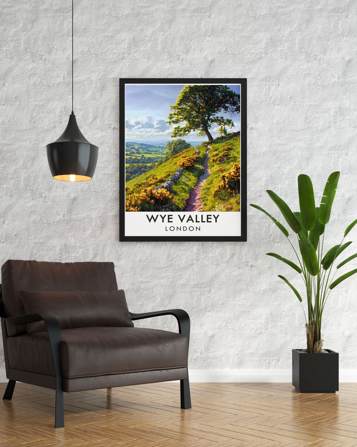 Wye Valley Sunlit Hillside Path Through Gorse Meadows England Poster - Image 2