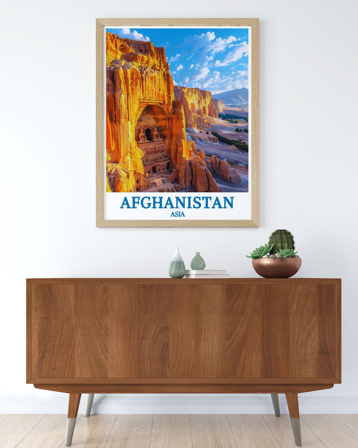 Afghanistan Bamiyan Cliffs Ancient Buddha Niches Asia Travel Poster - Image 2