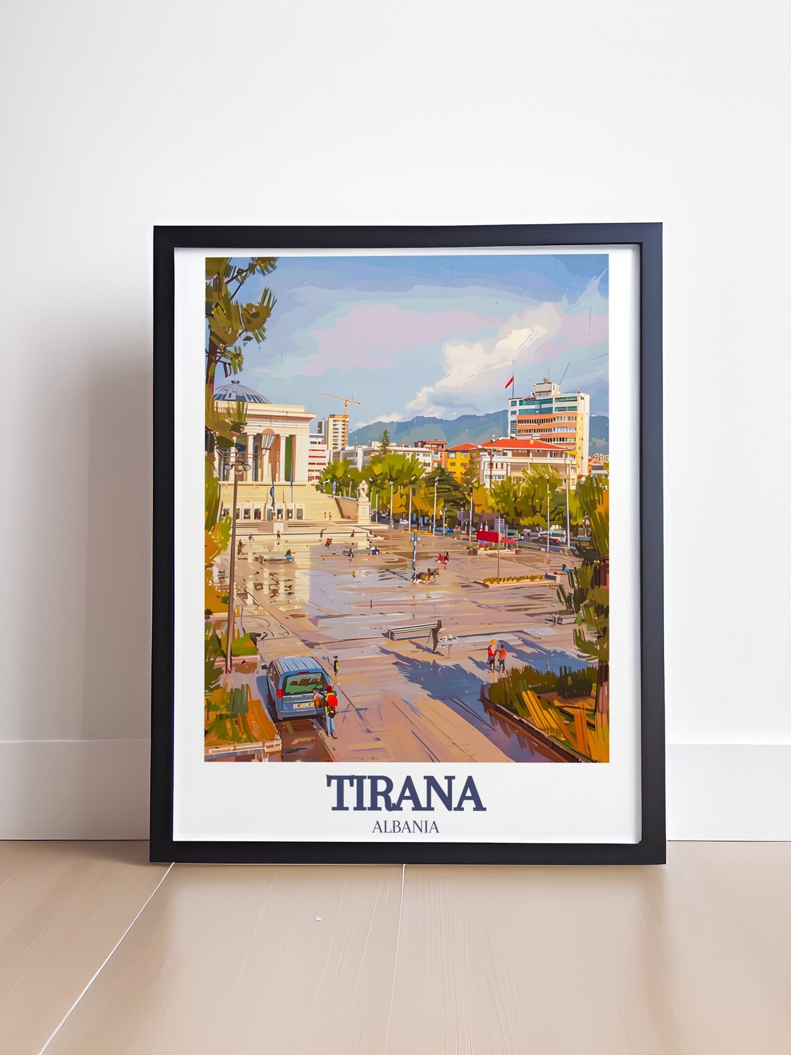 Tirana Albania Skanderbeg Square Classic Vintage Travel Poster - Image 4