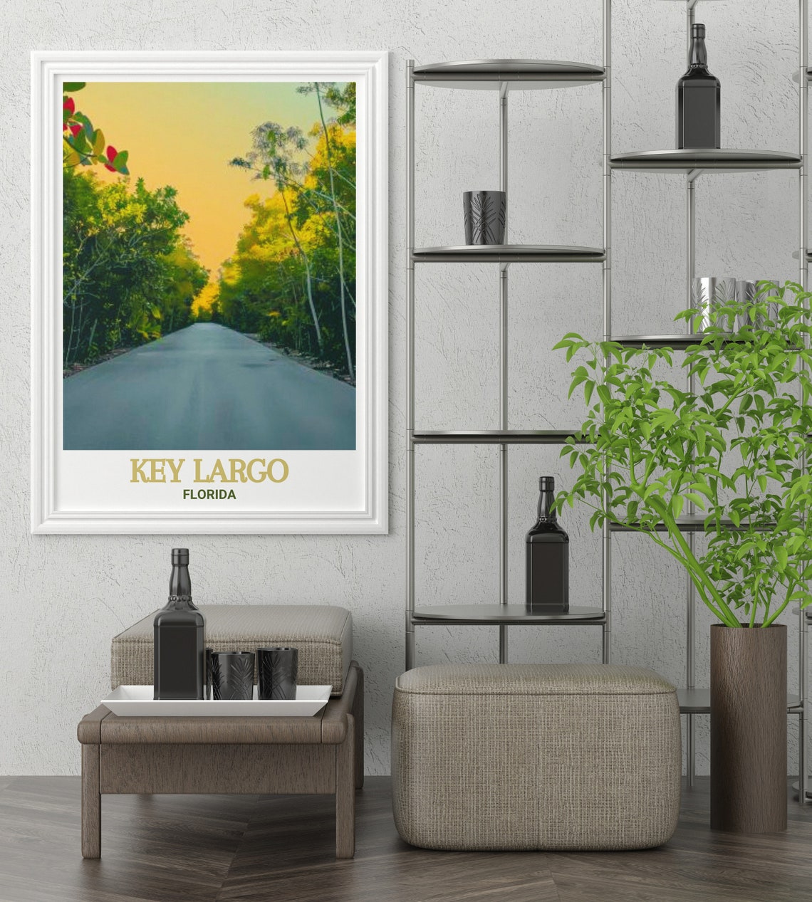Key Largo Tropical Forest Road Golden Sky Florida Nature Travel Poster - Image 3