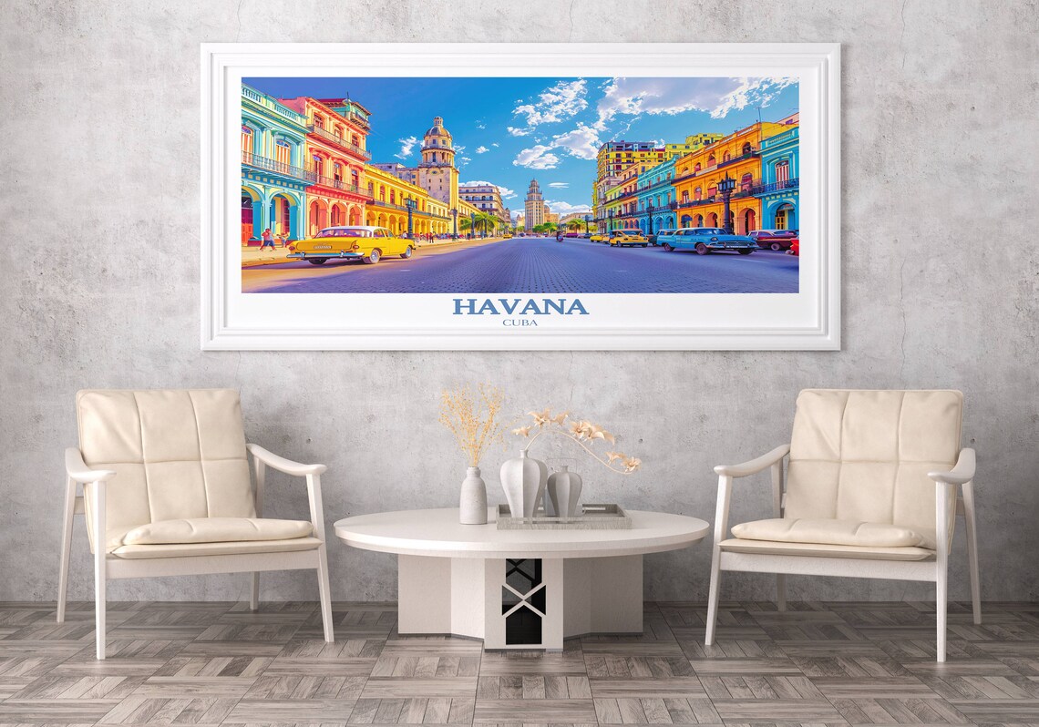 Havana Cuba Classic Cars Colonial Street Retro Travel Poster - Image 3