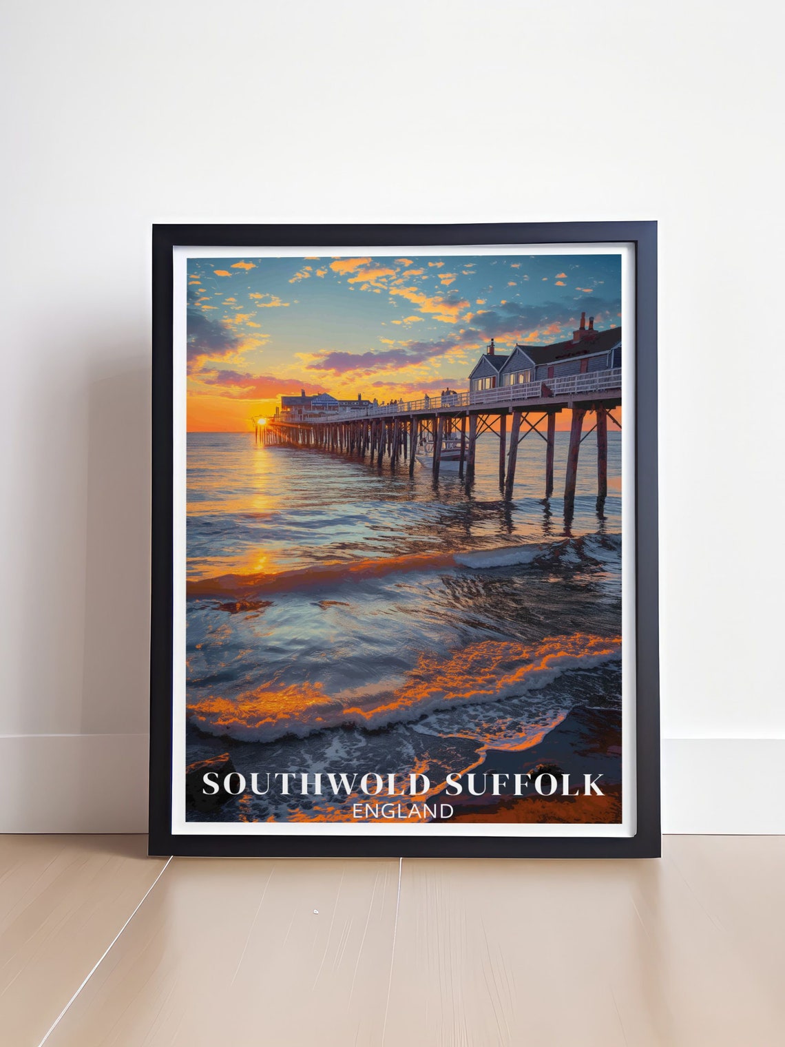 Southwold Suffolk England Golden Sunset Pier Seaside Travel Poster - Image 4
