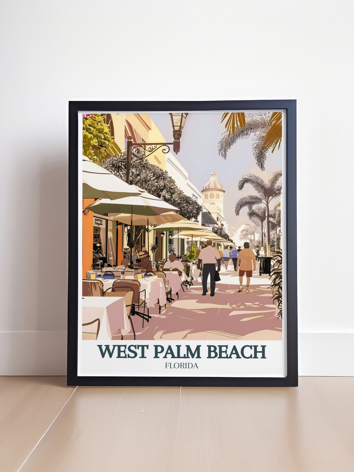West Palm Beach Worth Avenue Cafes Street Scene Travel Poster - Image 4