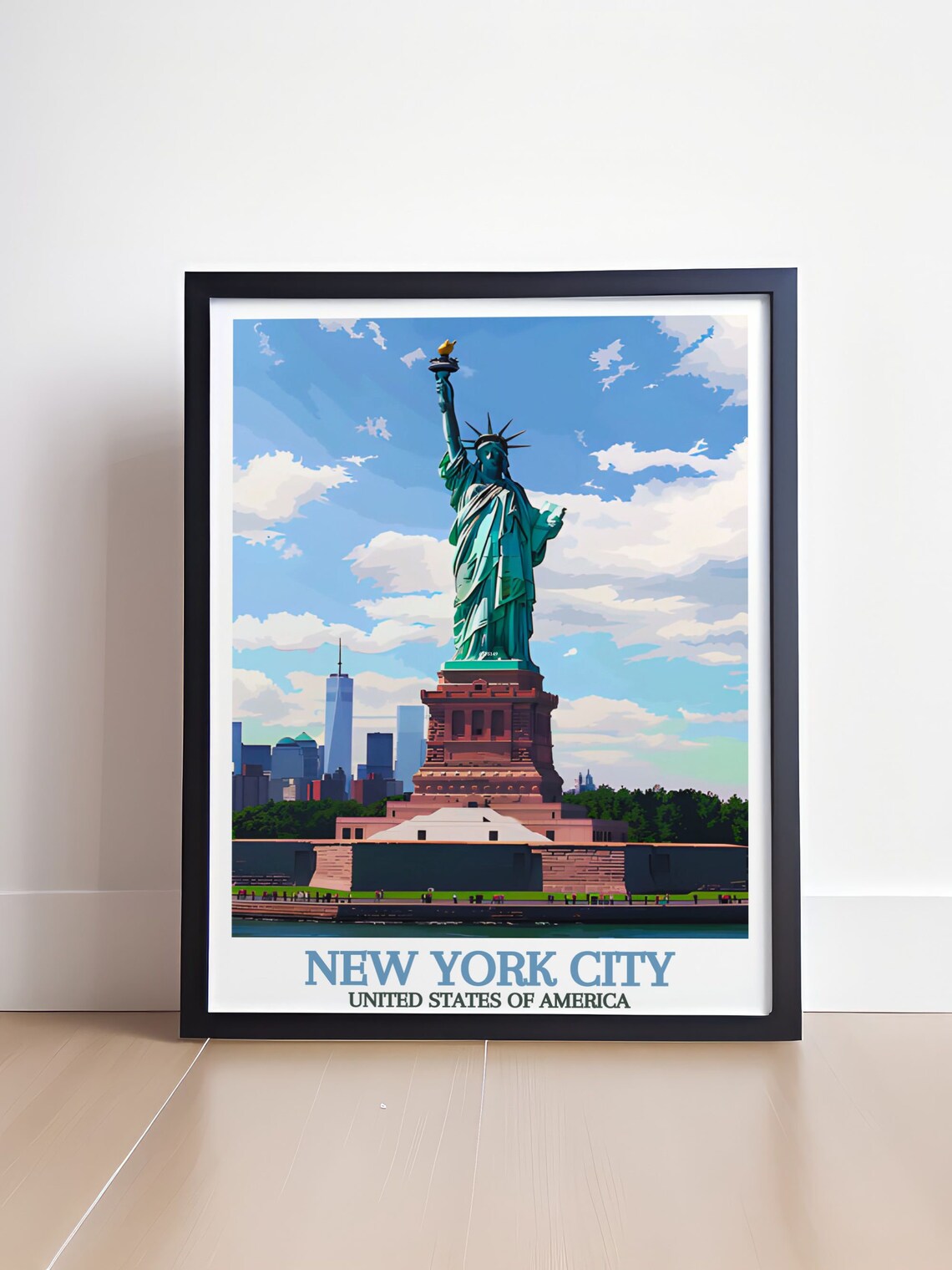 New York City Statue of Liberty Skyline Harbor Daytime Poster - Image 4