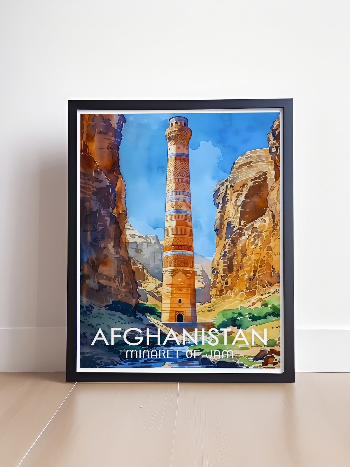 Afghanistan Minaret Of Jam Watercolor Historic Desert Tower Poster - Image 4