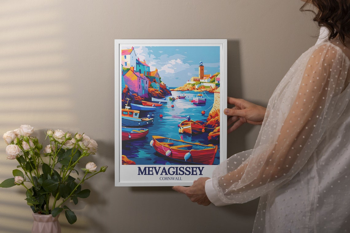 Mevagissey Cornwall Harbor With Colorful Fishing Boats Poster - Image 2