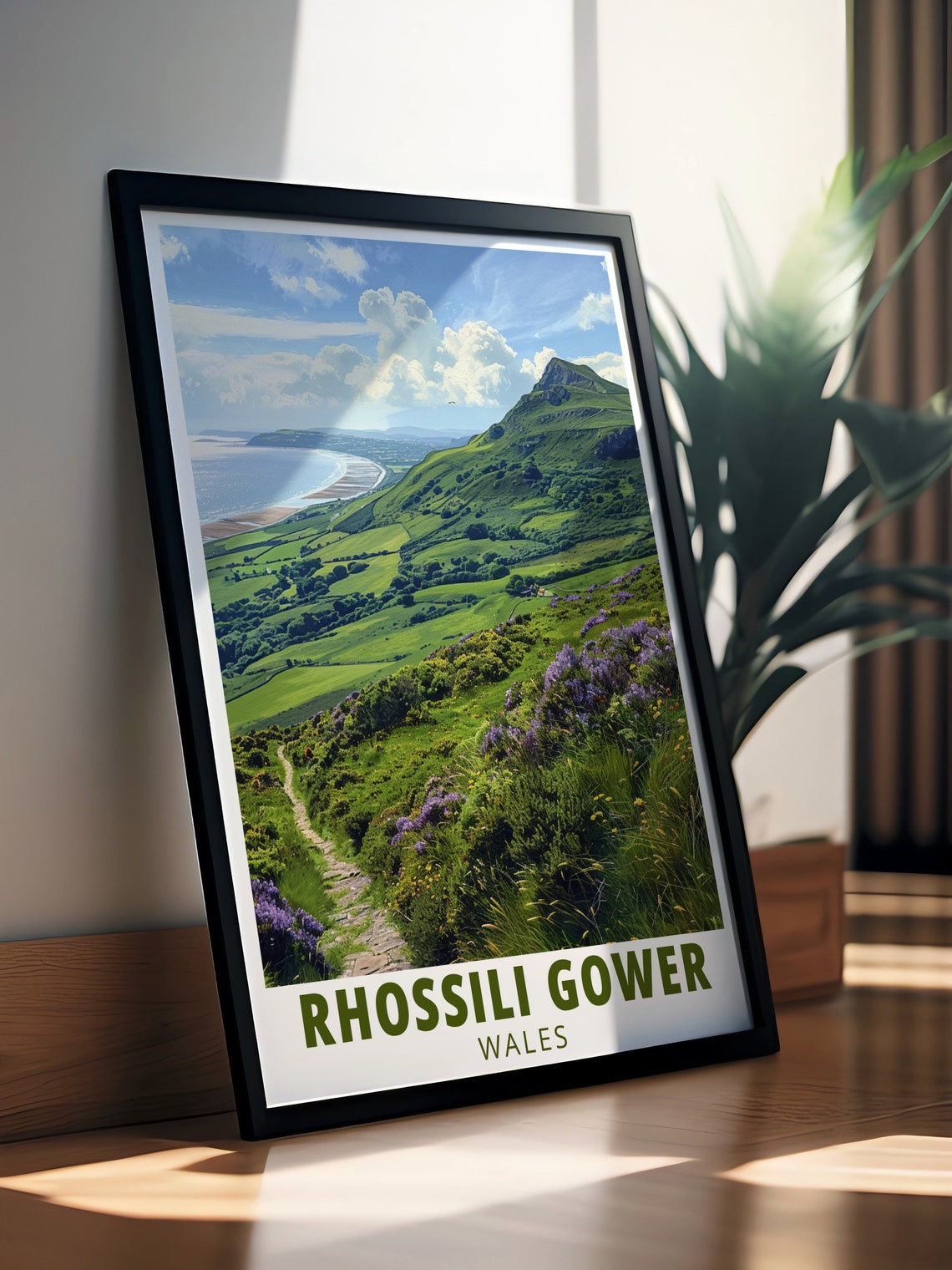 Rhossili Gower Wales Rhossili Down Heather Coast Hike Travel Poster - Image 3