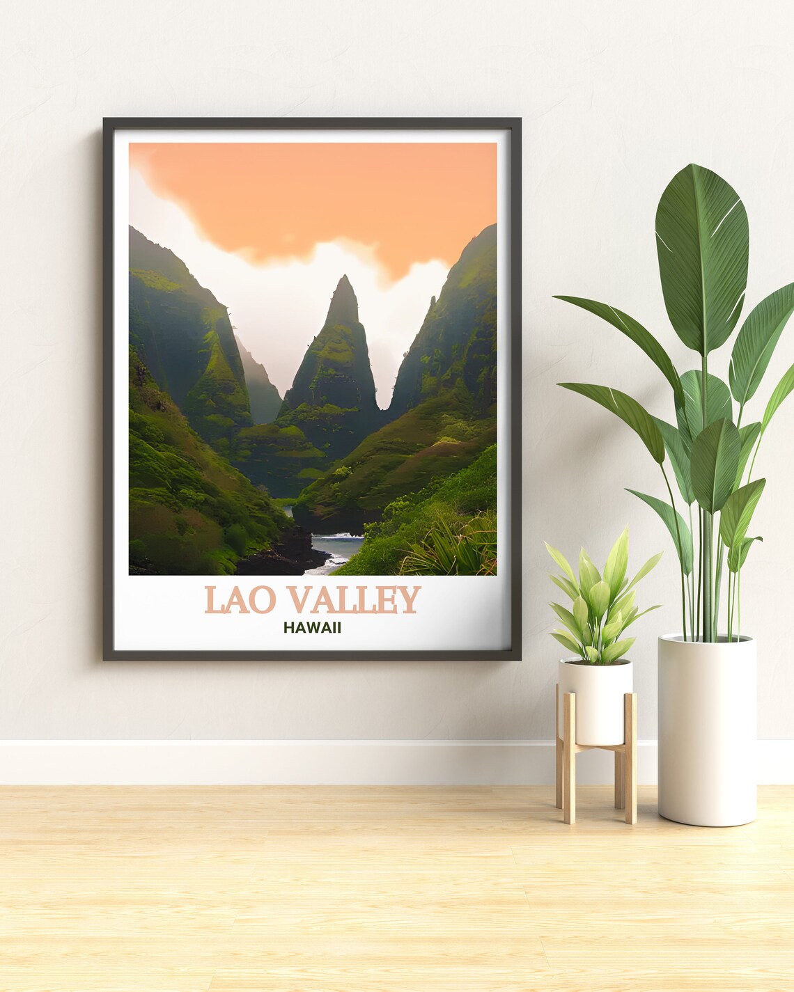 Lao Valley Hawaii Misty Emerald Mountain Needle Peak Travel Poster - Image 2