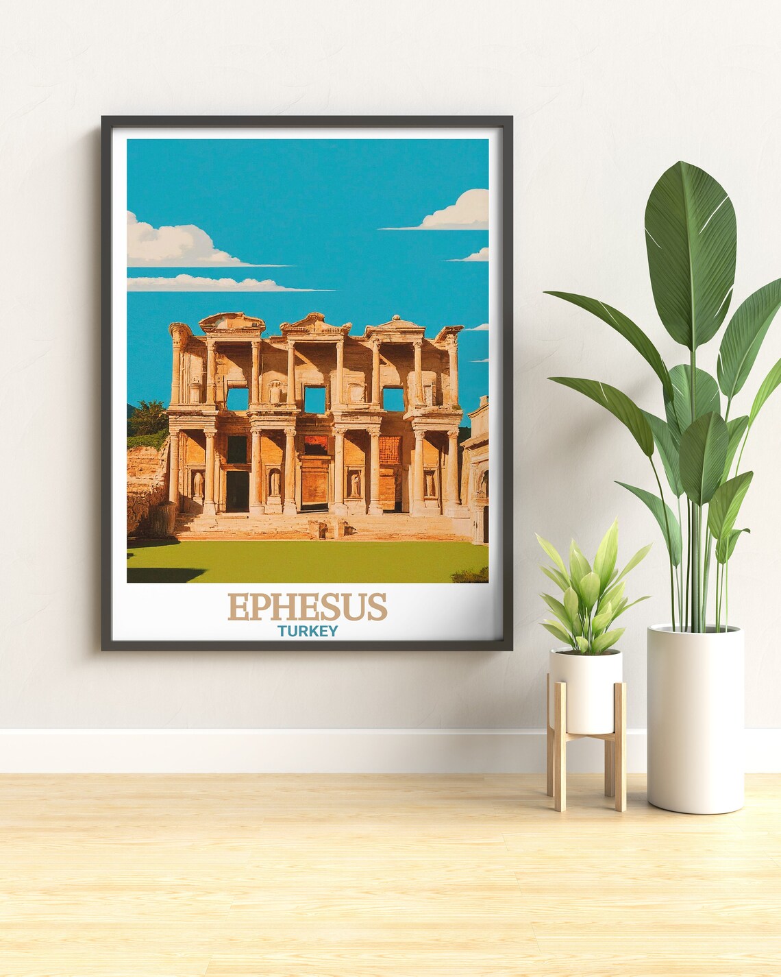 Ephesus Turkey Library Of Celsus Facade Vintage Travel Poster - Image 2
