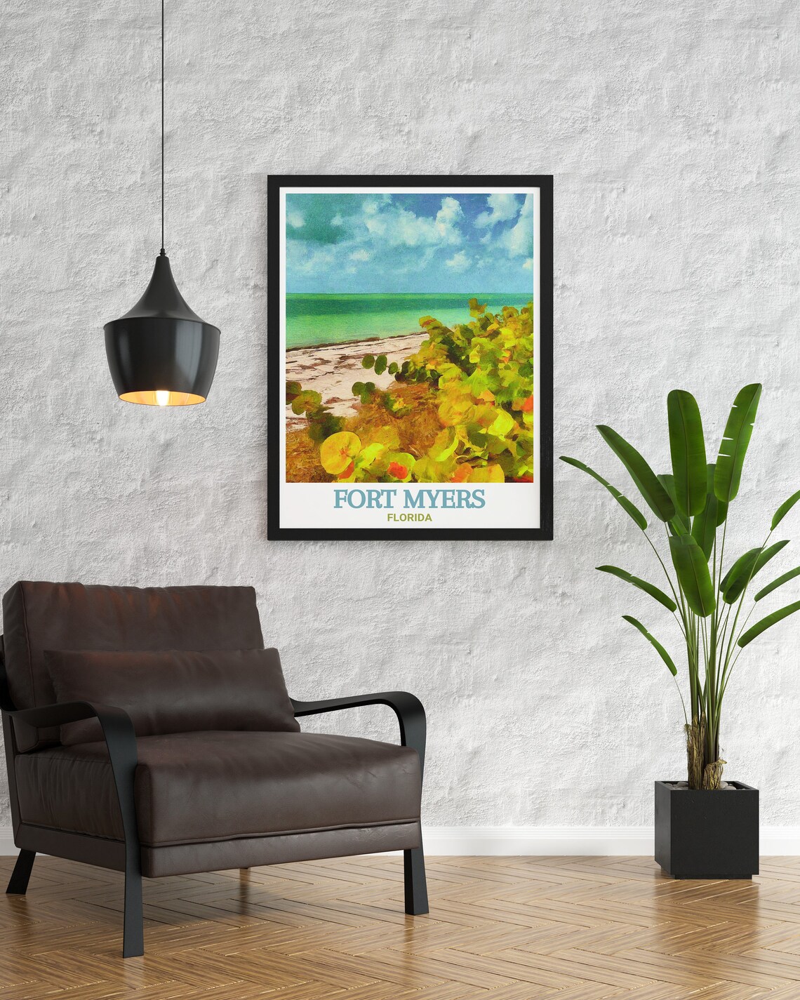 Fort Myers Lovers Key Beach Sea Grapes Florida Coast Travel Poster - Image 3