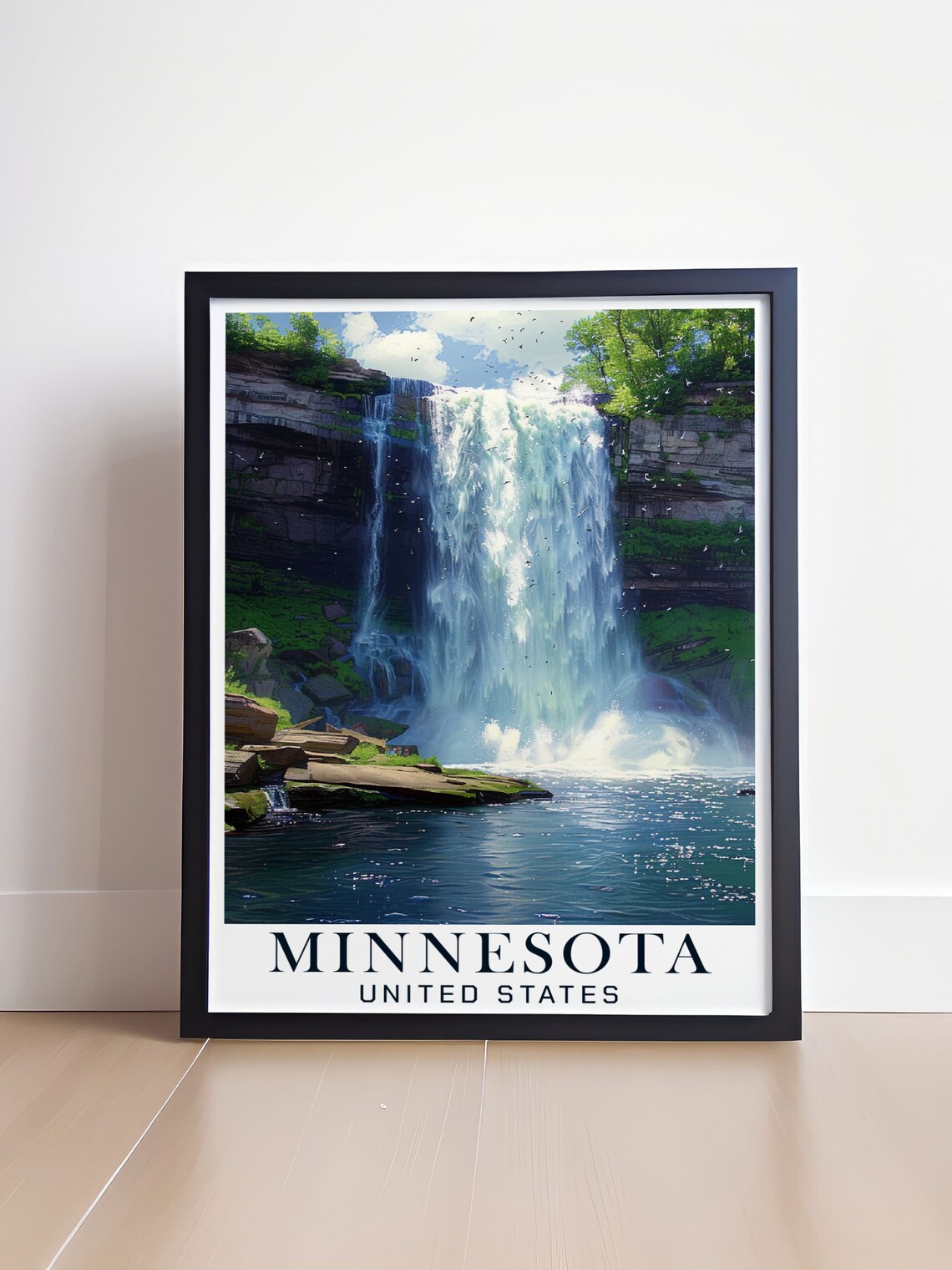 Minnesota Minnehaha Falls Thundering Waterfall Close Up Poster - Image 4